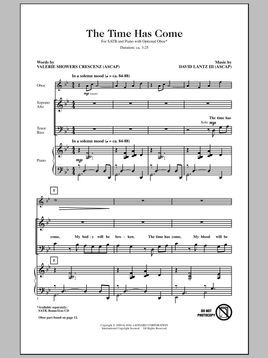 Download David Lantz III The Time Has Come Sheet Music and learn how to play SATB Choir PDF digital score in minutes