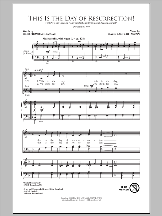 Download David Lantz III This Is The Day Of Resurrection! Sheet Music and learn how to play SATB PDF digital score in minutes