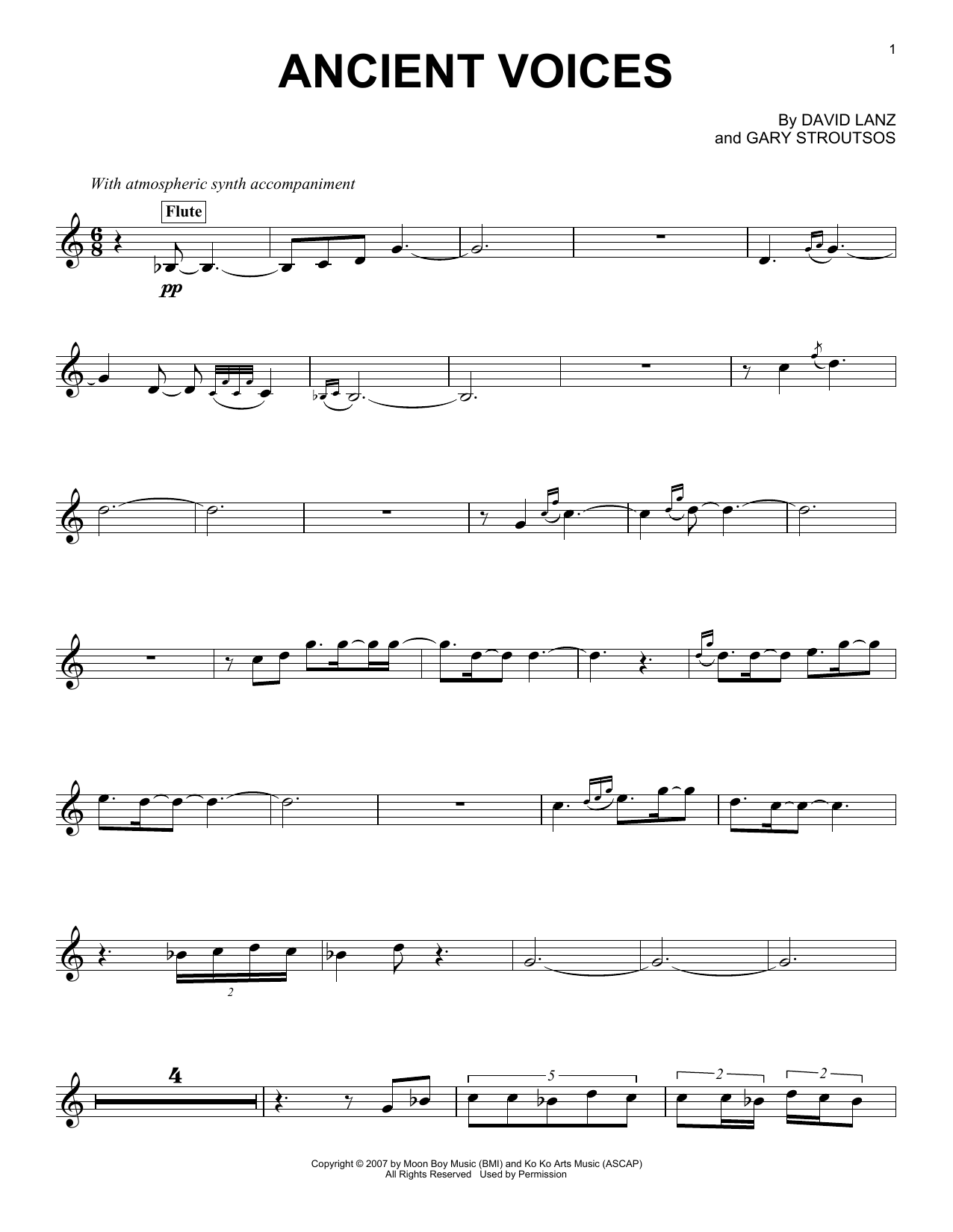 Download David Lanz & Gary Stroutsos Ancient Voices Sheet Music and learn how to play Piano Solo PDF digital score in minutes