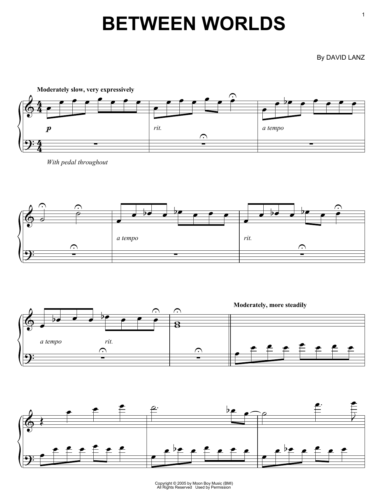 Download David Lanz & Gary Stroutsos Between Worlds Sheet Music and learn how to play Piano Solo PDF digital score in minutes
