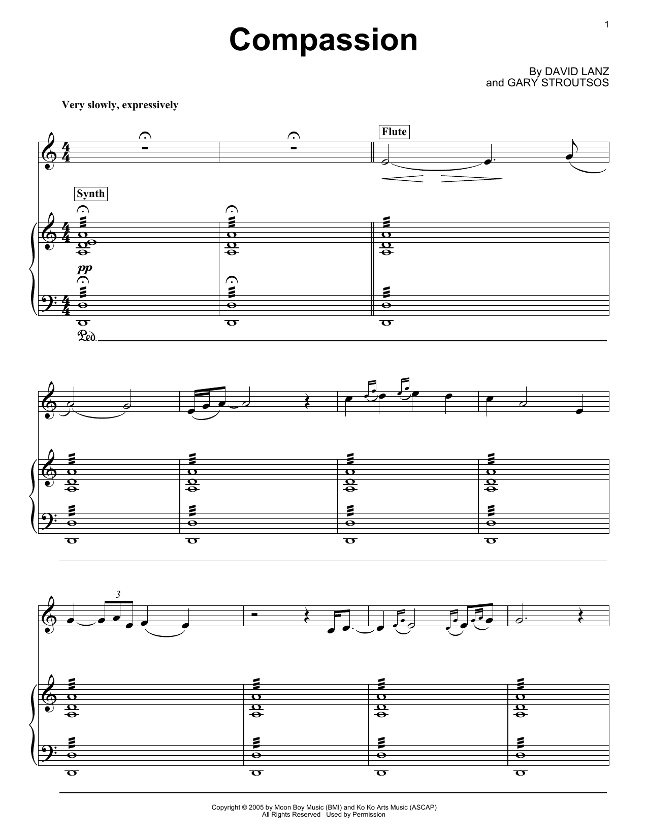 Download David Lanz & Gary Stroutsos Compassion Sheet Music and learn how to play Piano Solo PDF digital score in minutes