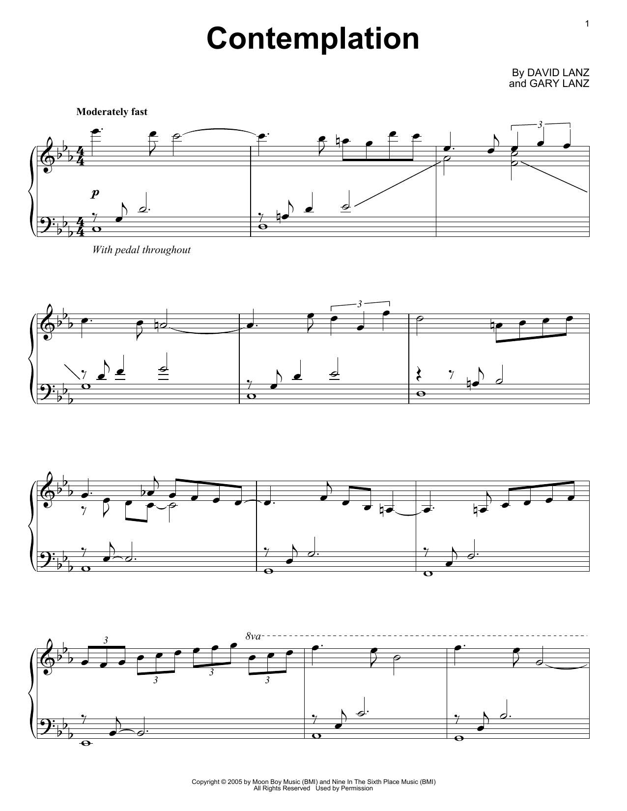 Download David Lanz & Gary Stroutsos Contemplation Sheet Music and learn how to play Piano Solo PDF digital score in minutes