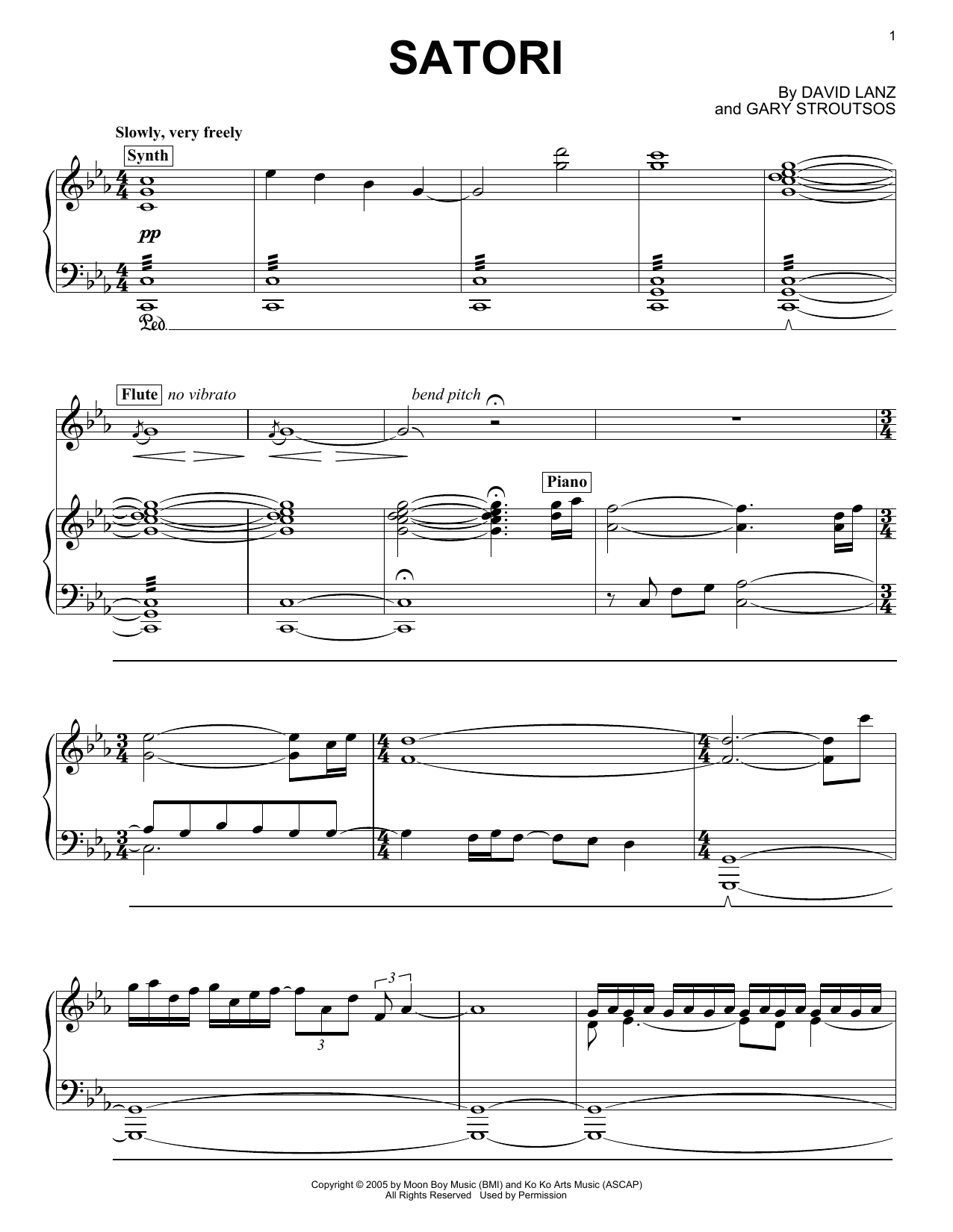 Download David Lanz & Gary Stroutsos Satori Sheet Music and learn how to play Piano Solo PDF digital score in minutes