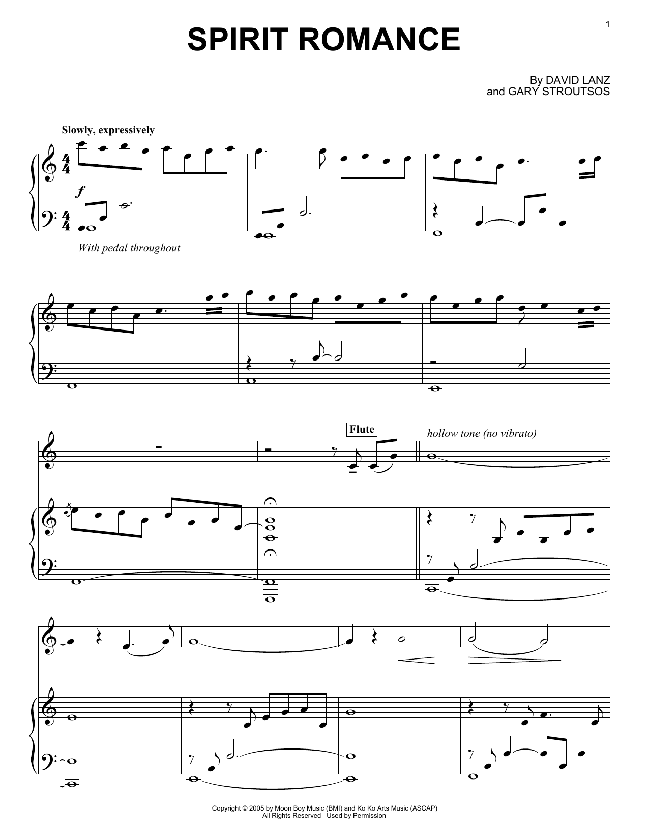 Download David Lanz & Gary Stroutsos Spirit Romance Sheet Music and learn how to play Piano Solo PDF digital score in minutes