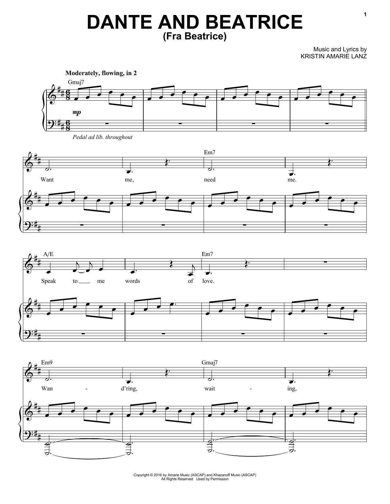 Download David Lanz & Kristin Amarie Beatrice and Dante Sheet Music and learn how to play Piano Solo PDF digital score in minutes