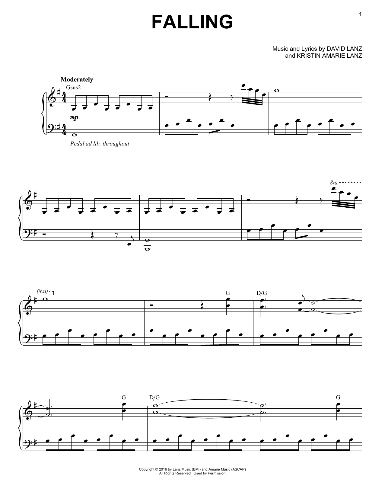Download David Lanz & Kristin Amarie Falling Sheet Music and learn how to play Piano Solo PDF digital score in minutes