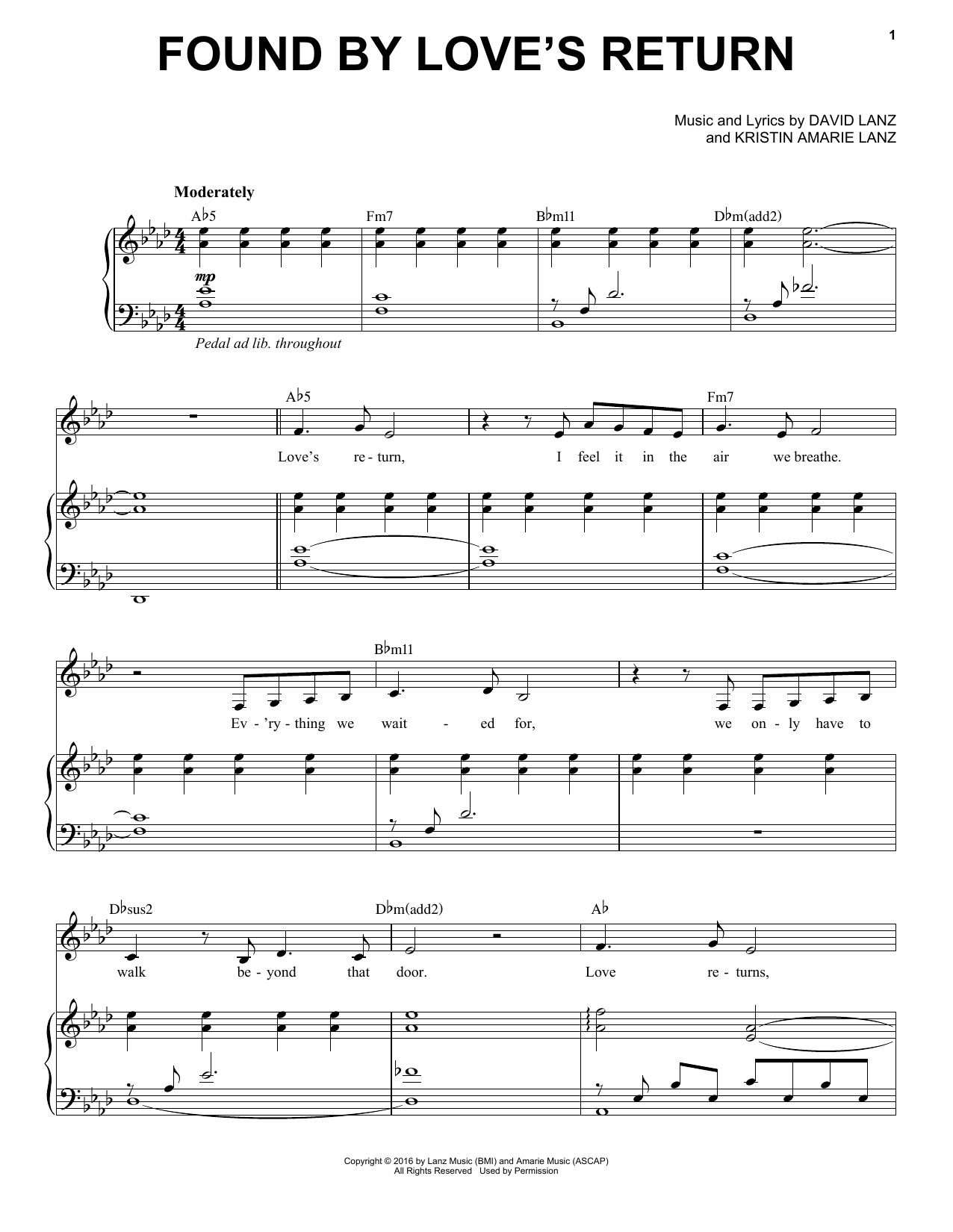 Download David Lanz & Kristin Amarie Found by Love's Return Sheet Music and learn how to play Piano Solo PDF digital score in minutes