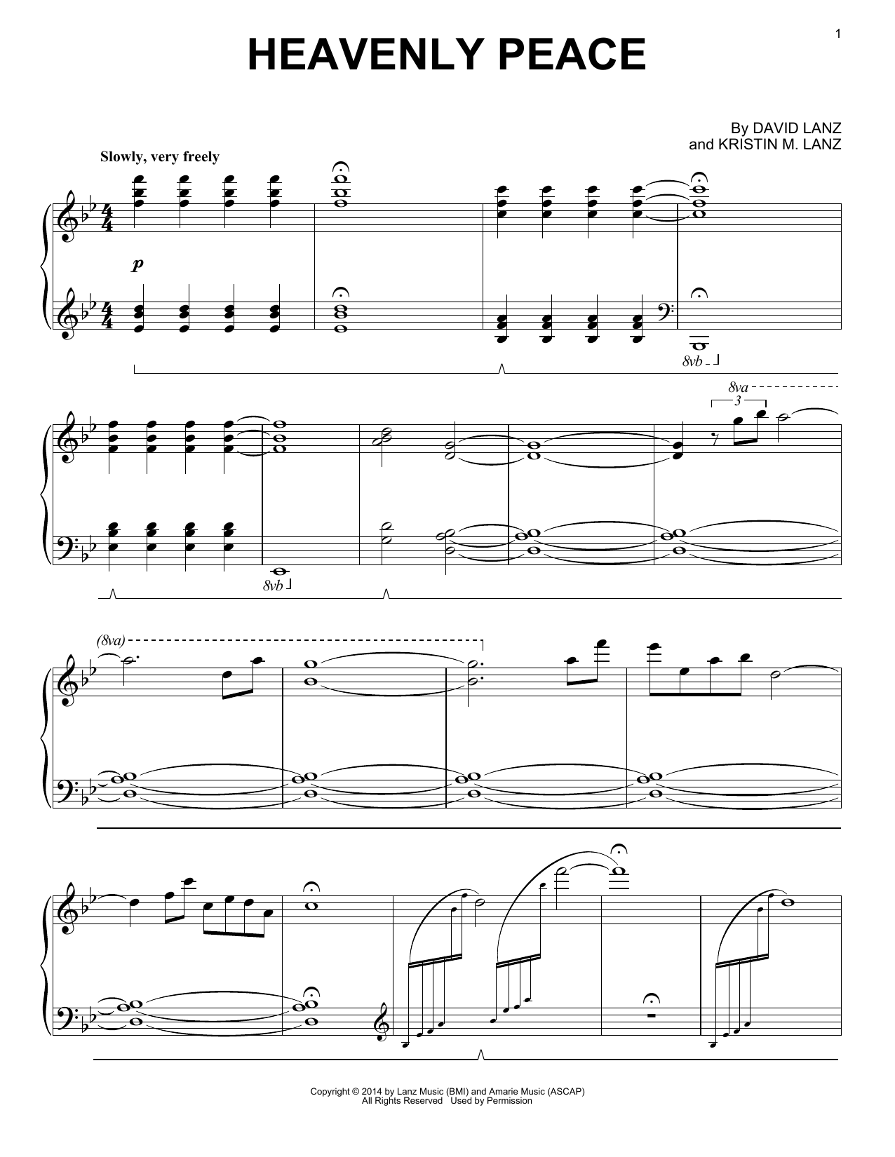 Download David Lanz & Kristin Amarie Heavenly Peace Sheet Music and learn how to play Piano Solo PDF digital score in minutes