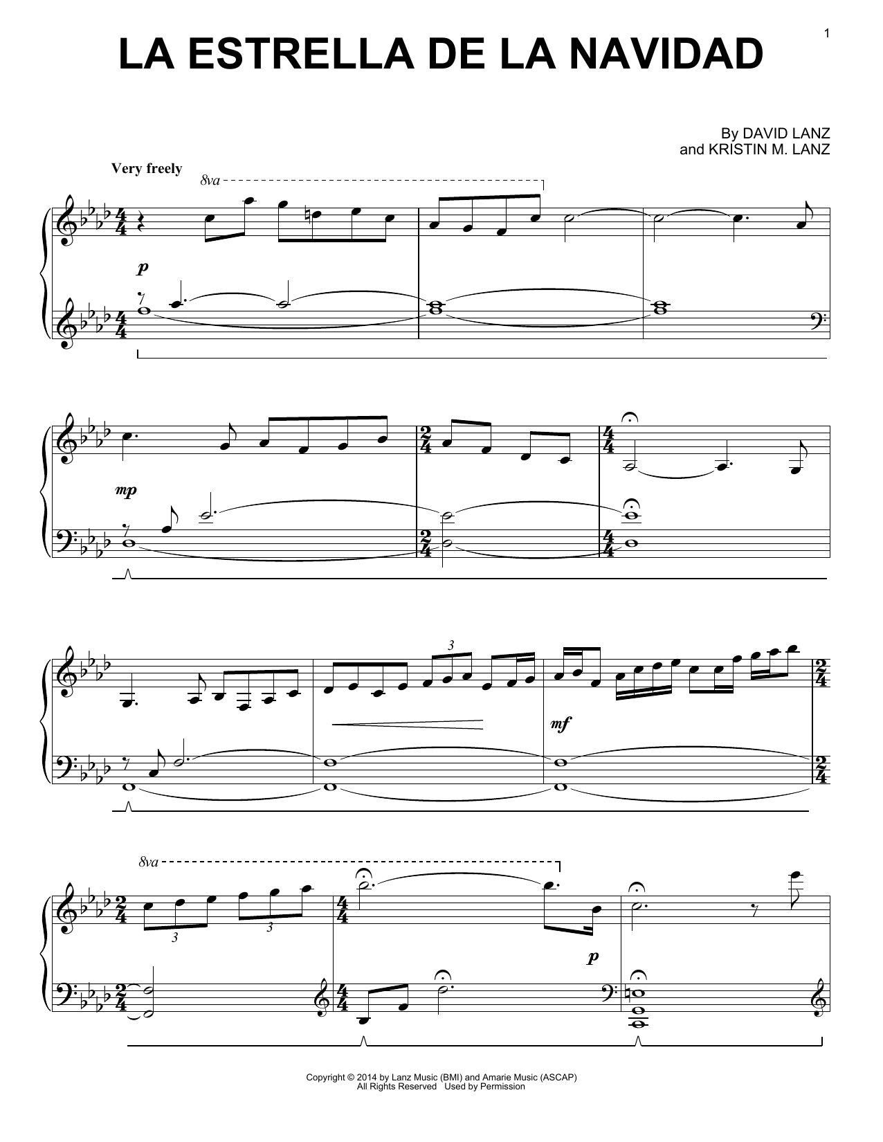 Download David Lanz & Kristin Amarie La Estrella De La Navidad Sheet Music and learn how to play Piano Solo PDF digital score in minutes
