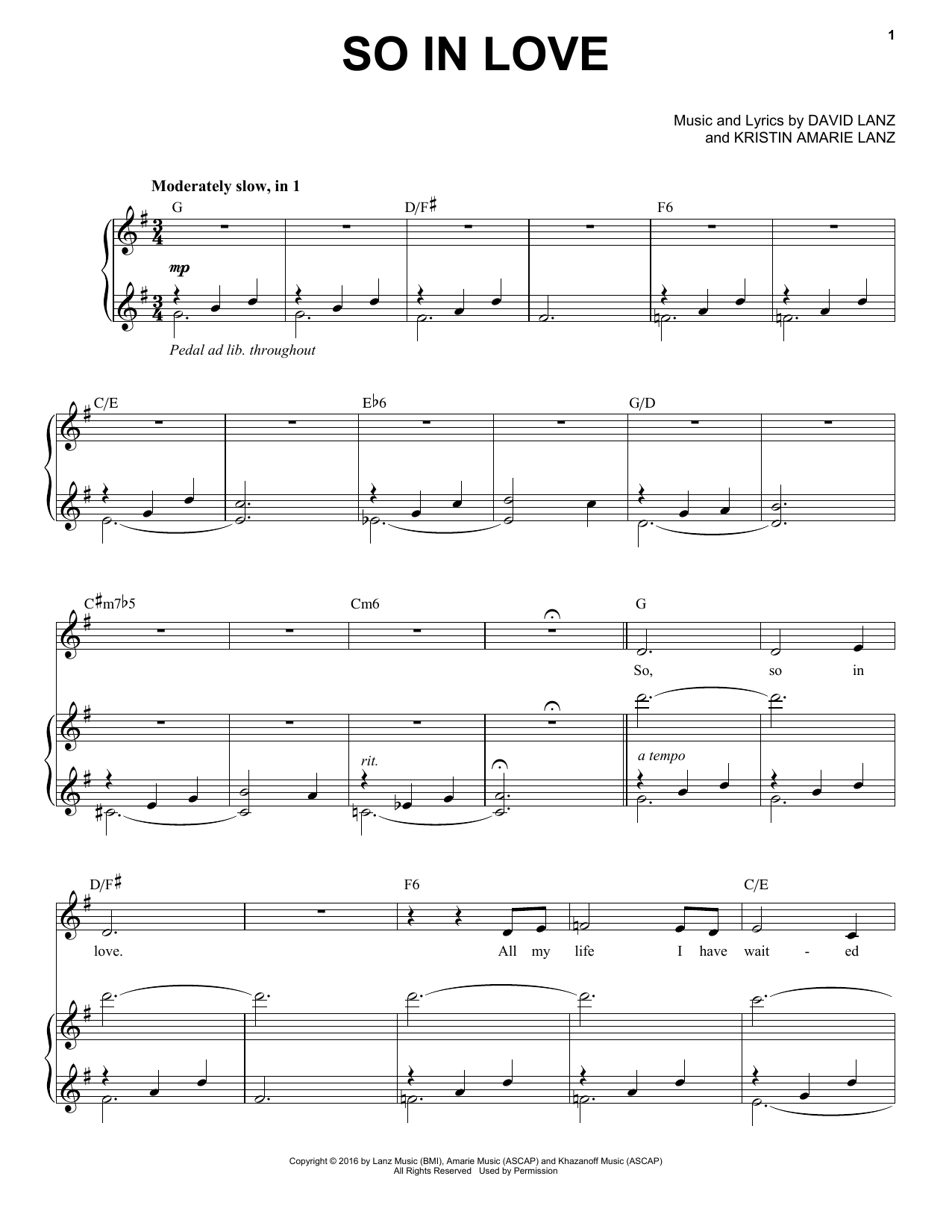 Download David Lanz & Kristin Amarie So in Love Sheet Music and learn how to play Piano Solo PDF digital score in minutes