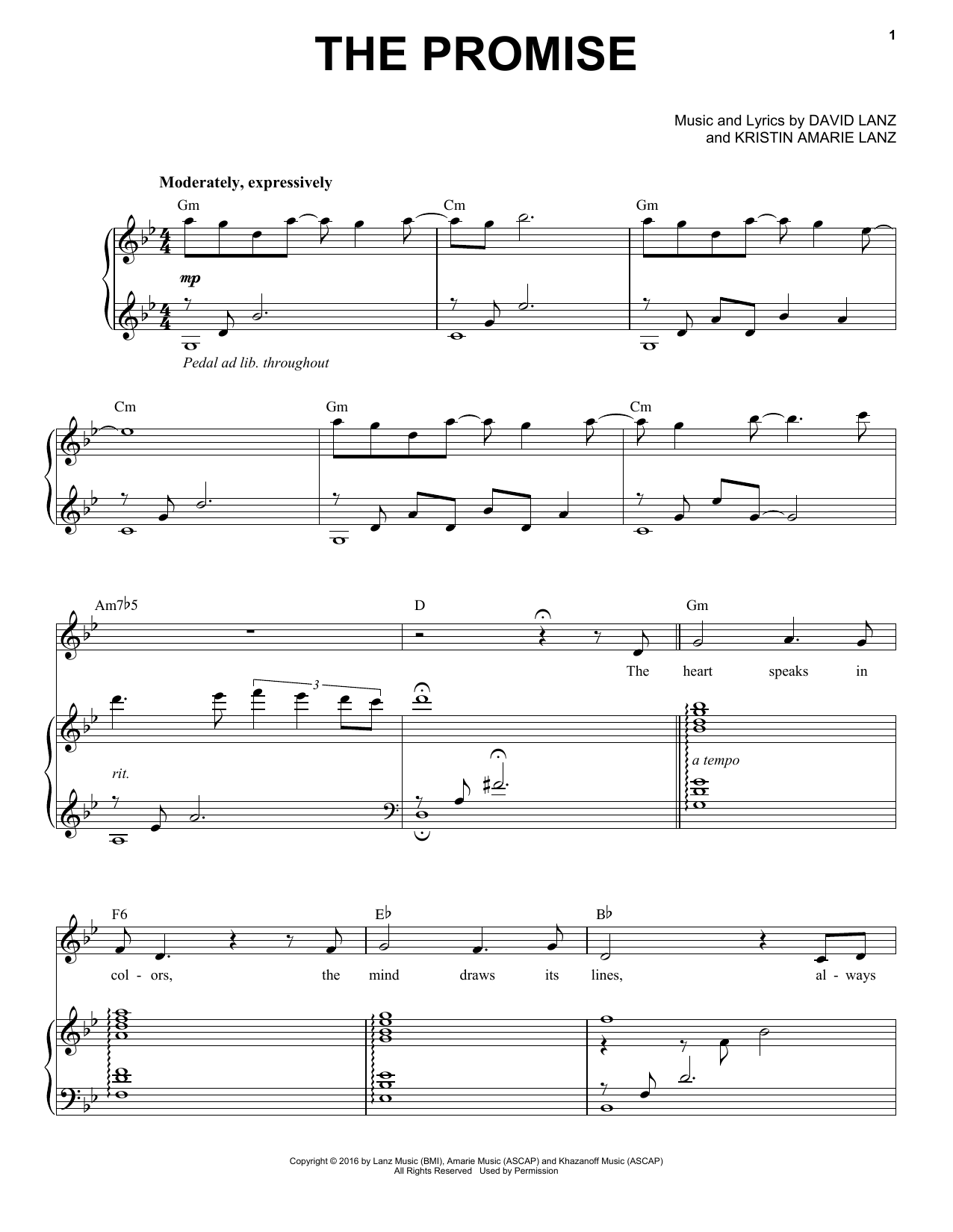 Download David Lanz & Kristin Amarie The Promise Sheet Music and learn how to play Piano Solo PDF digital score in minutes