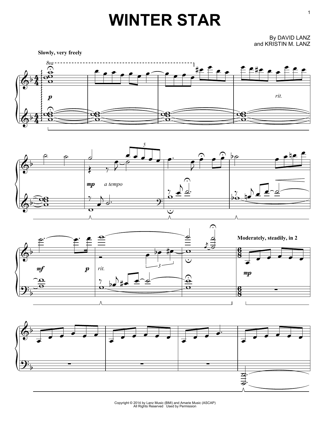 Download David Lanz & Kristin Amarie Winter Star Sheet Music and learn how to play Piano Solo PDF digital score in minutes