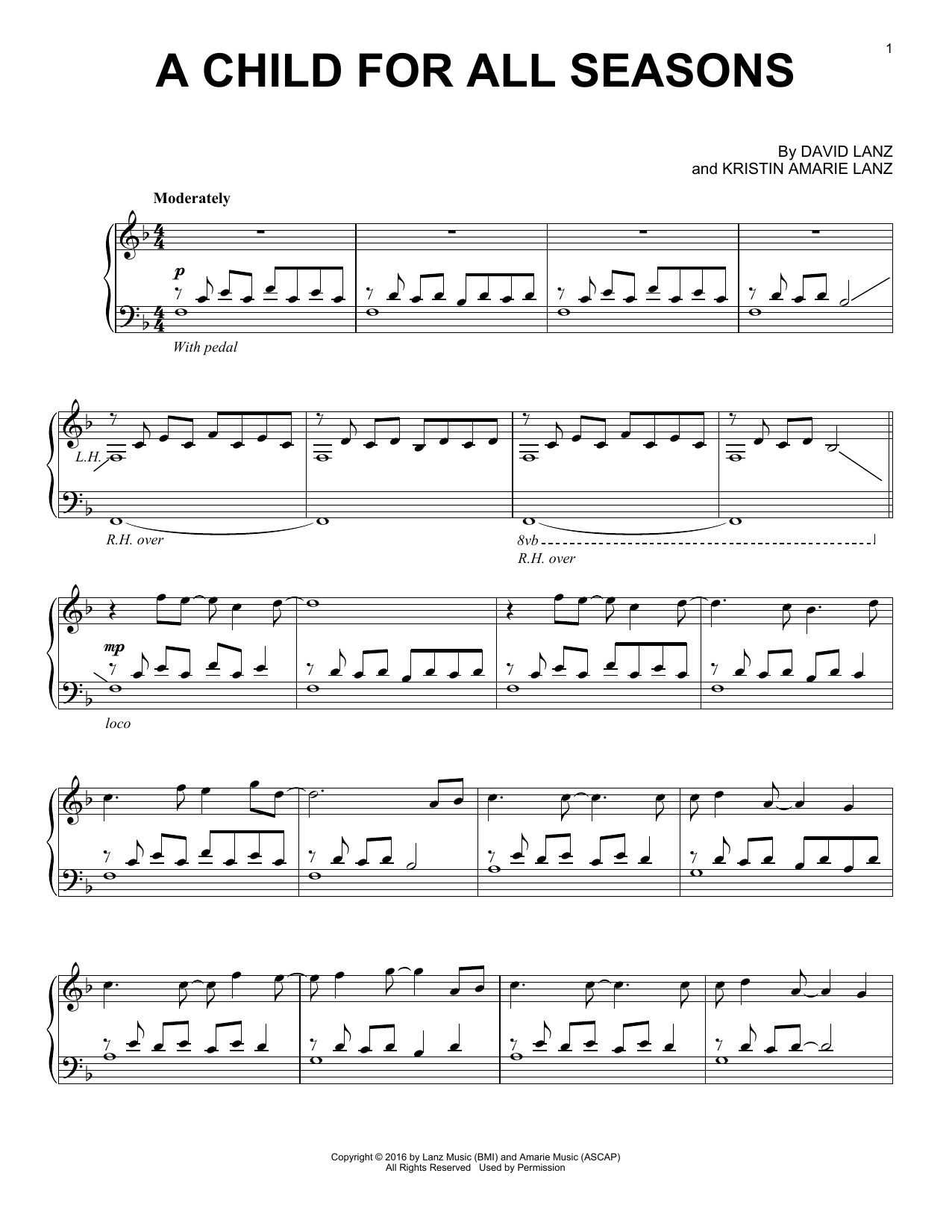 Download David Lanz A Child For All Seasons Sheet Music and learn how to play Piano Solo PDF digital score in minutes