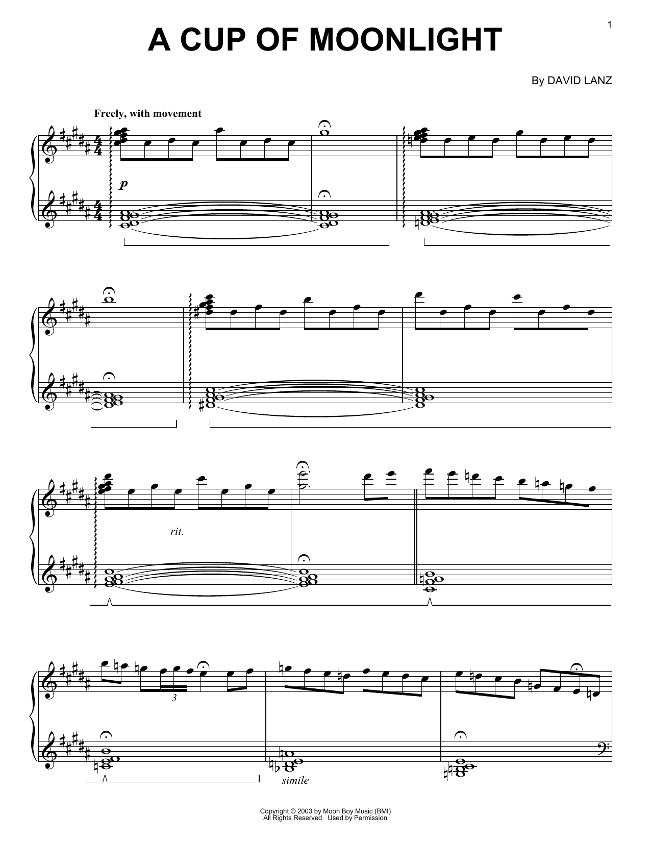 Download David Lanz A Cup Of Moonlight Sheet Music and learn how to play Piano Solo PDF digital score in minutes