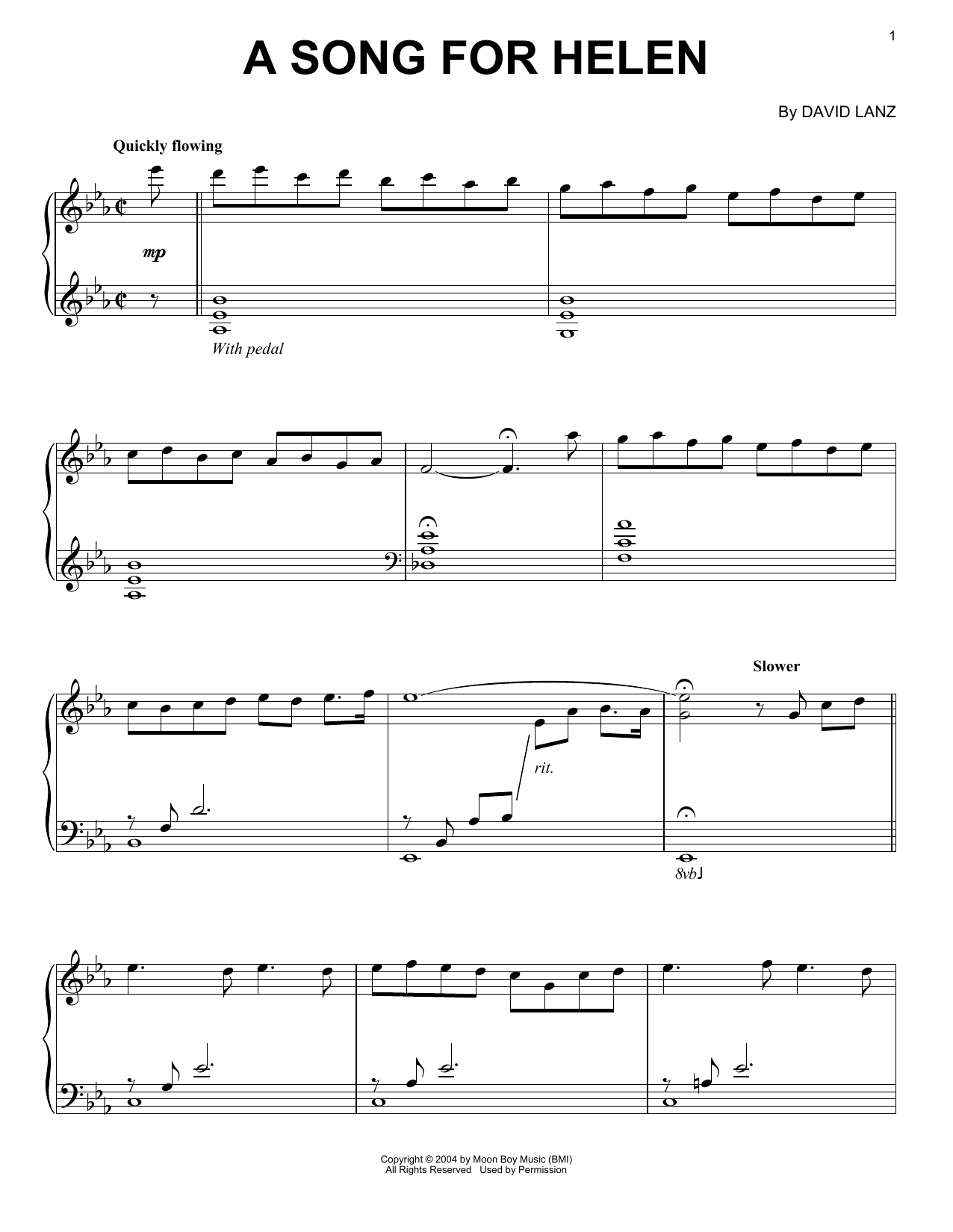 Download David Lanz A Song For Helen Sheet Music and learn how to play Piano Solo PDF digital score in minutes