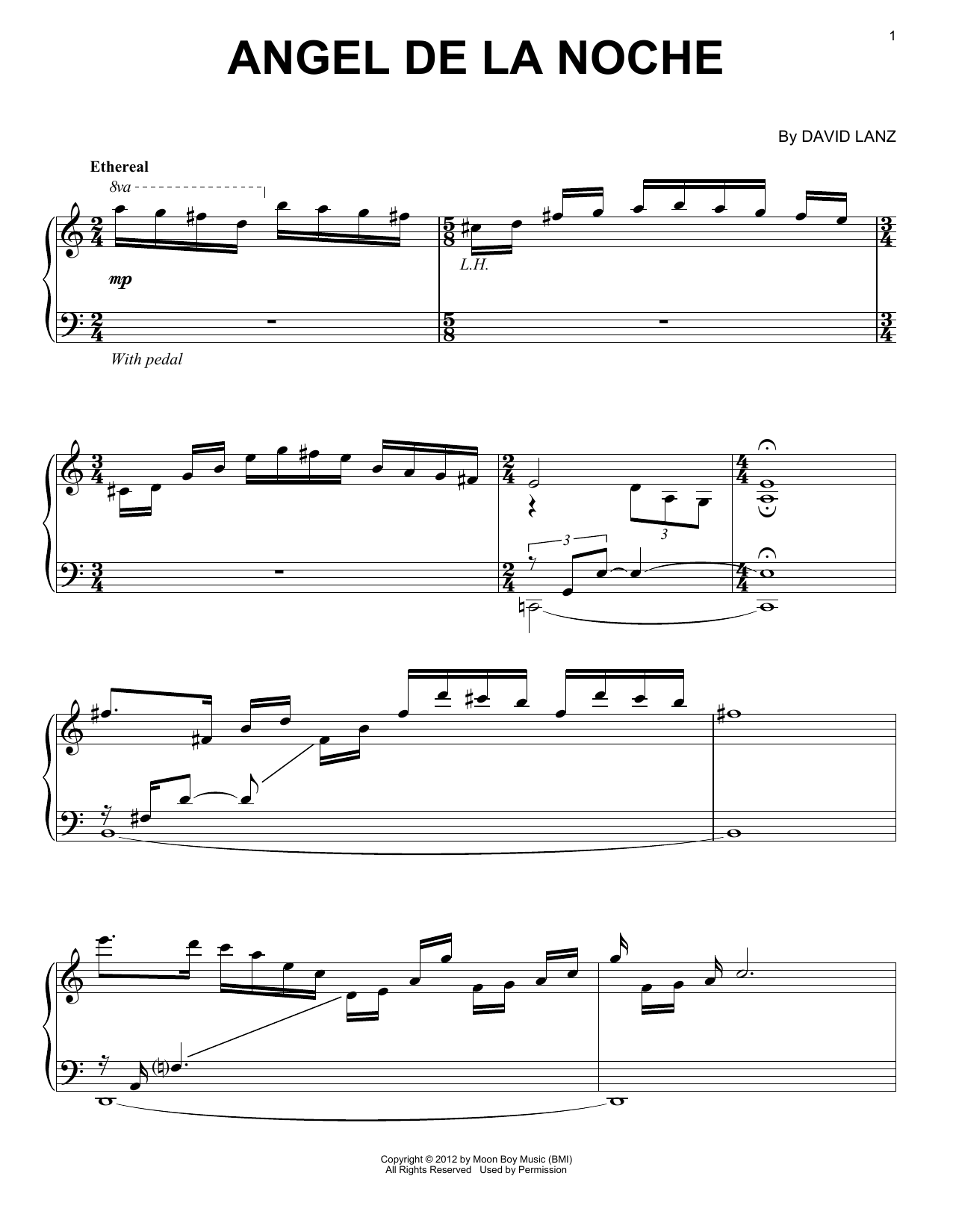 Download David Lanz Angel De La Noche Sheet Music and learn how to play Piano Solo PDF digital score in minutes