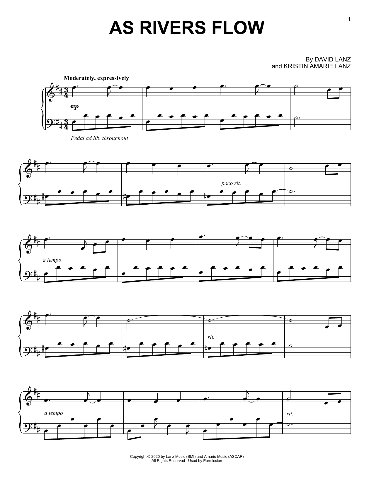 Download David Lanz As Rivers Flow Sheet Music and learn how to play Piano Solo PDF digital score in minutes