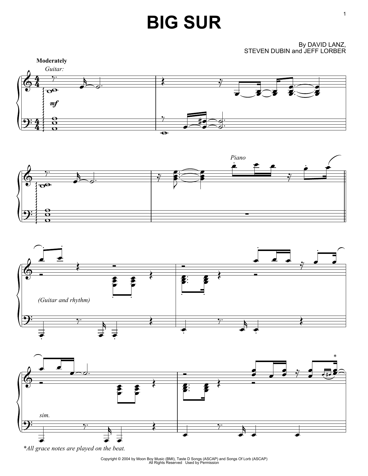Download David Lanz Big Sur Sheet Music and learn how to play Piano Solo PDF digital score in minutes