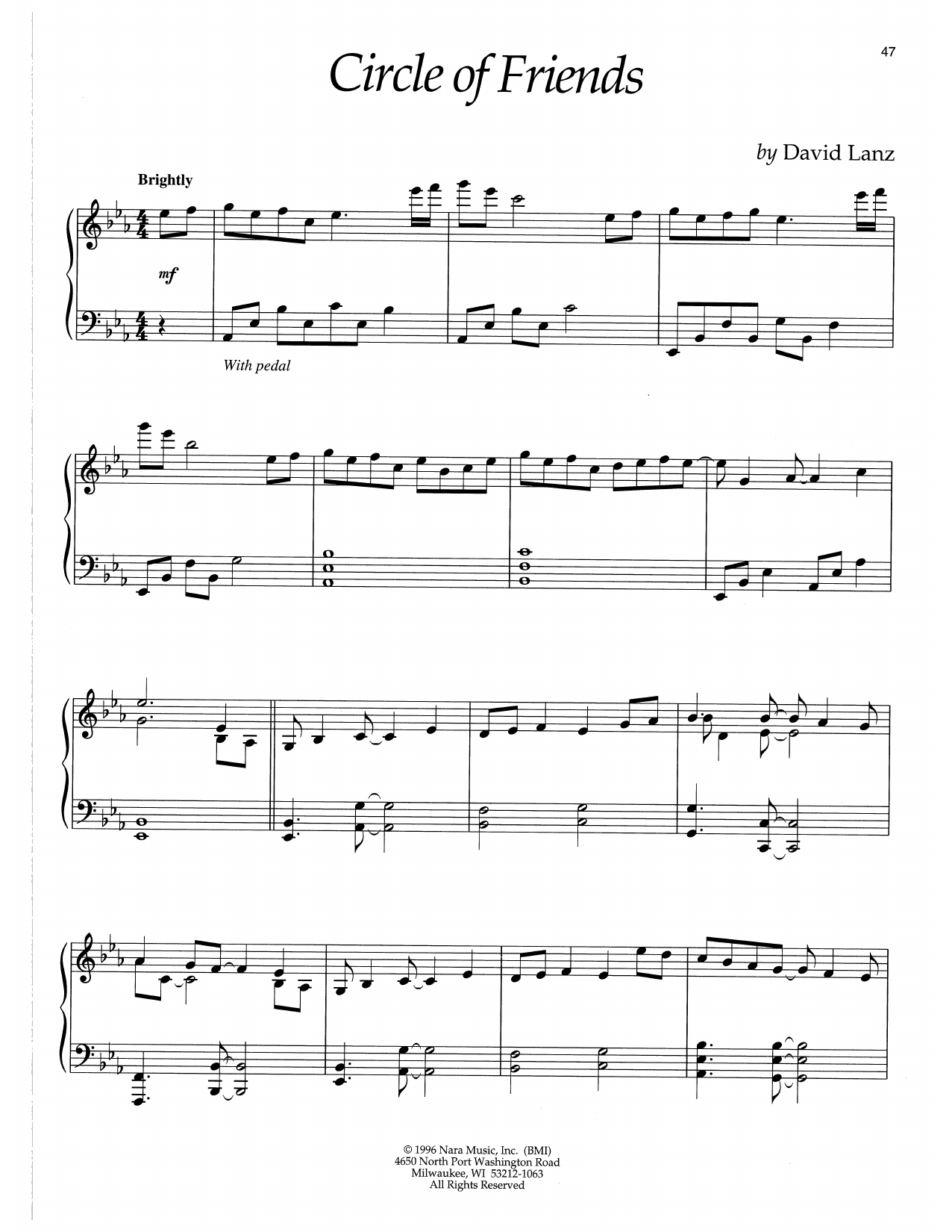Download David Lanz Circle Of Friends Sheet Music and learn how to play Piano Solo PDF digital score in minutes