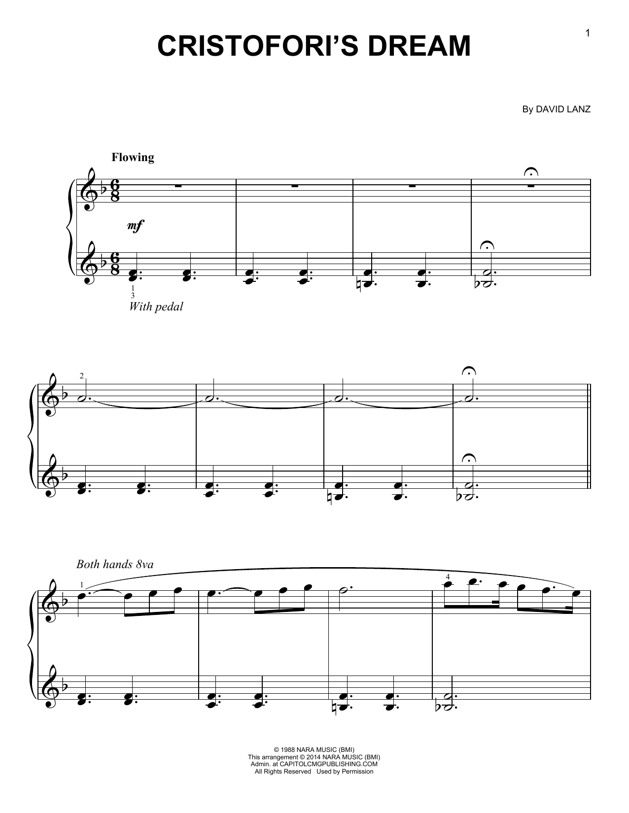 Download David Lanz Cristofori's Dream Sheet Music and learn how to play Easy Piano PDF digital score in minutes