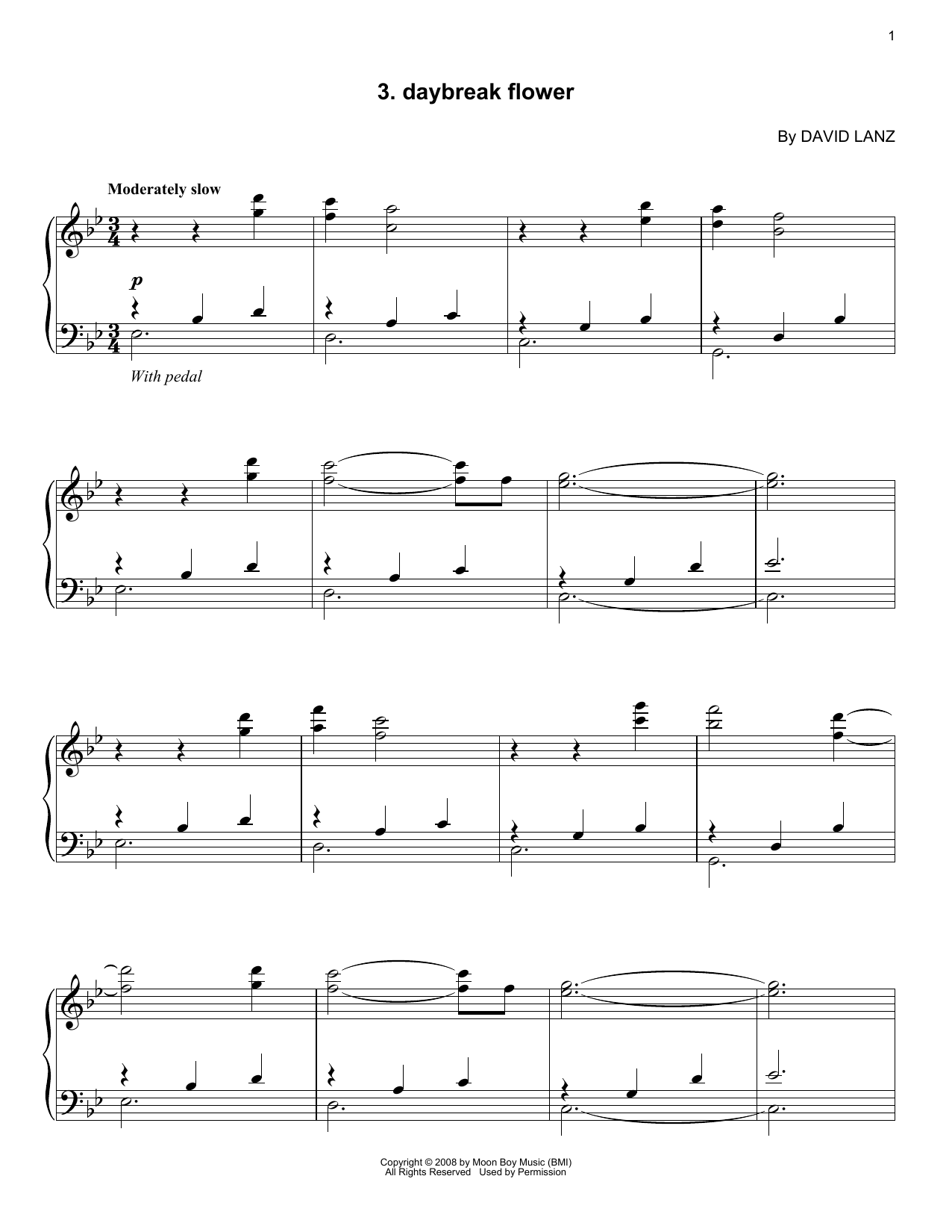Download David Lanz Daybreak Flower Sheet Music and learn how to play Piano Solo PDF digital score in minutes