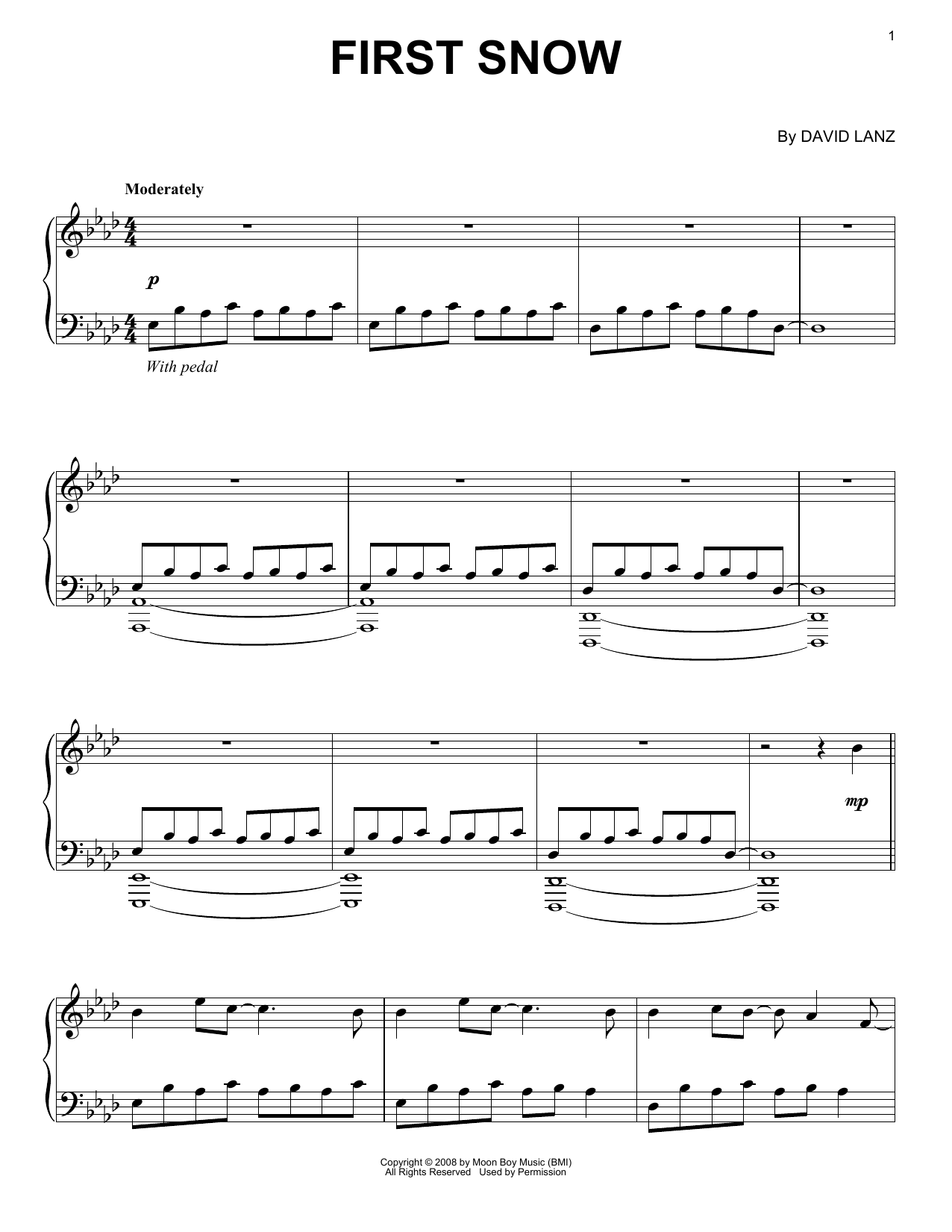 Download David Lanz First Snow Sheet Music and learn how to play Piano Solo PDF digital score in minutes