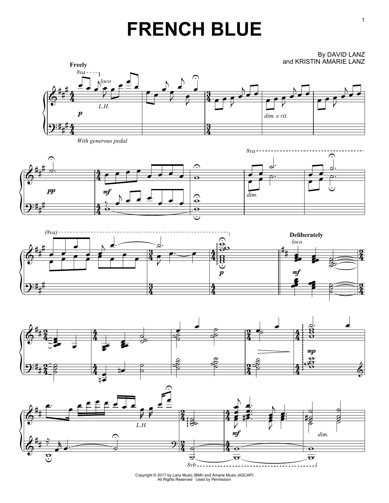 Download David Lanz French Blue Sheet Music and learn how to play Piano Solo PDF digital score in minutes