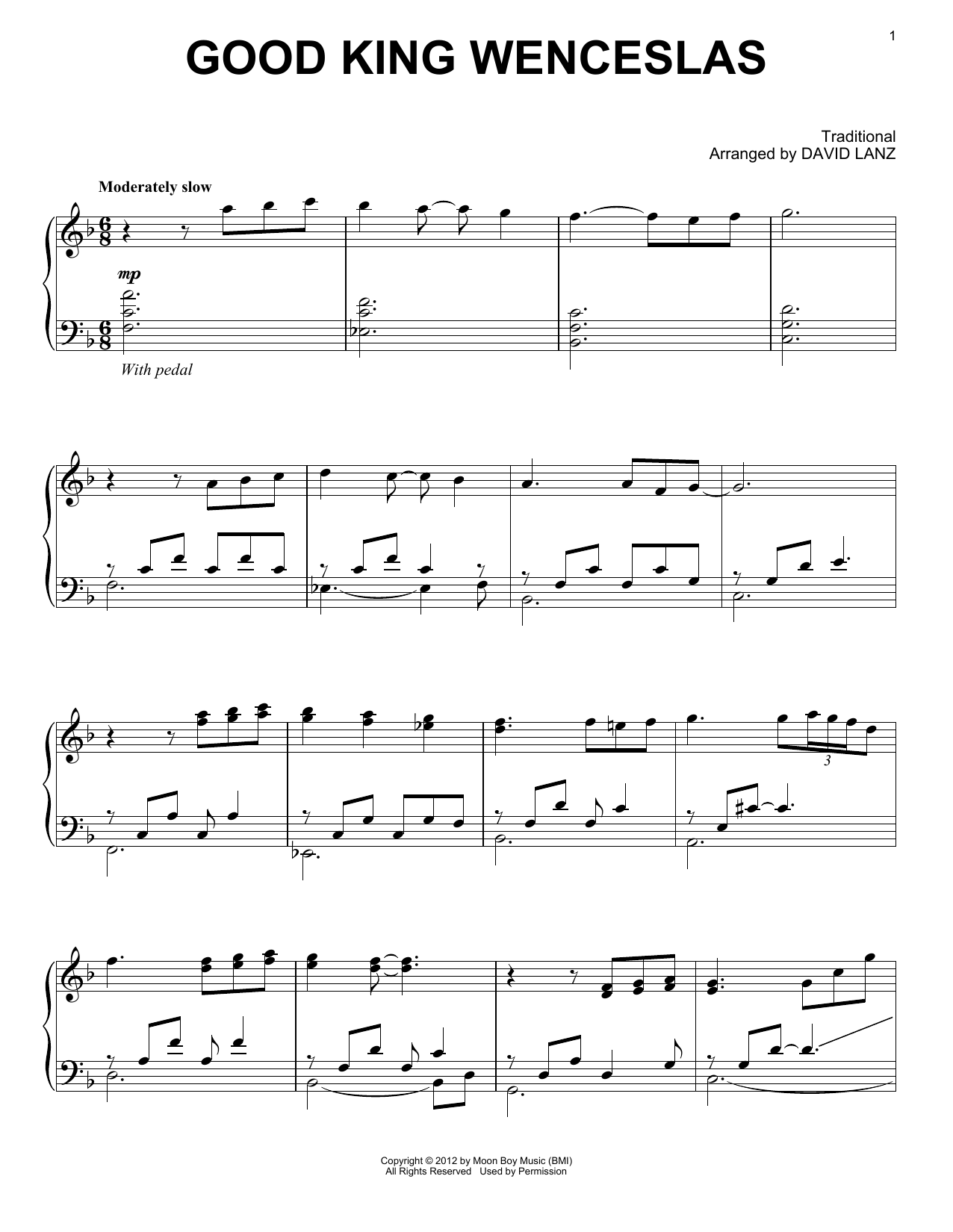 Download David Lanz Good King Wenceslas Sheet Music and learn how to play Piano Solo PDF digital score in minutes