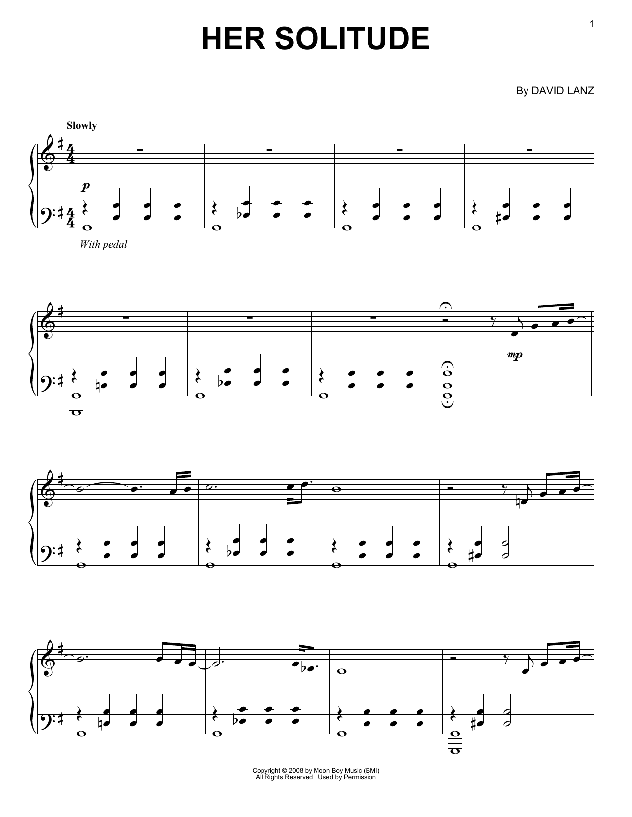 Download David Lanz Her Solitude Sheet Music and learn how to play Piano Solo PDF digital score in minutes