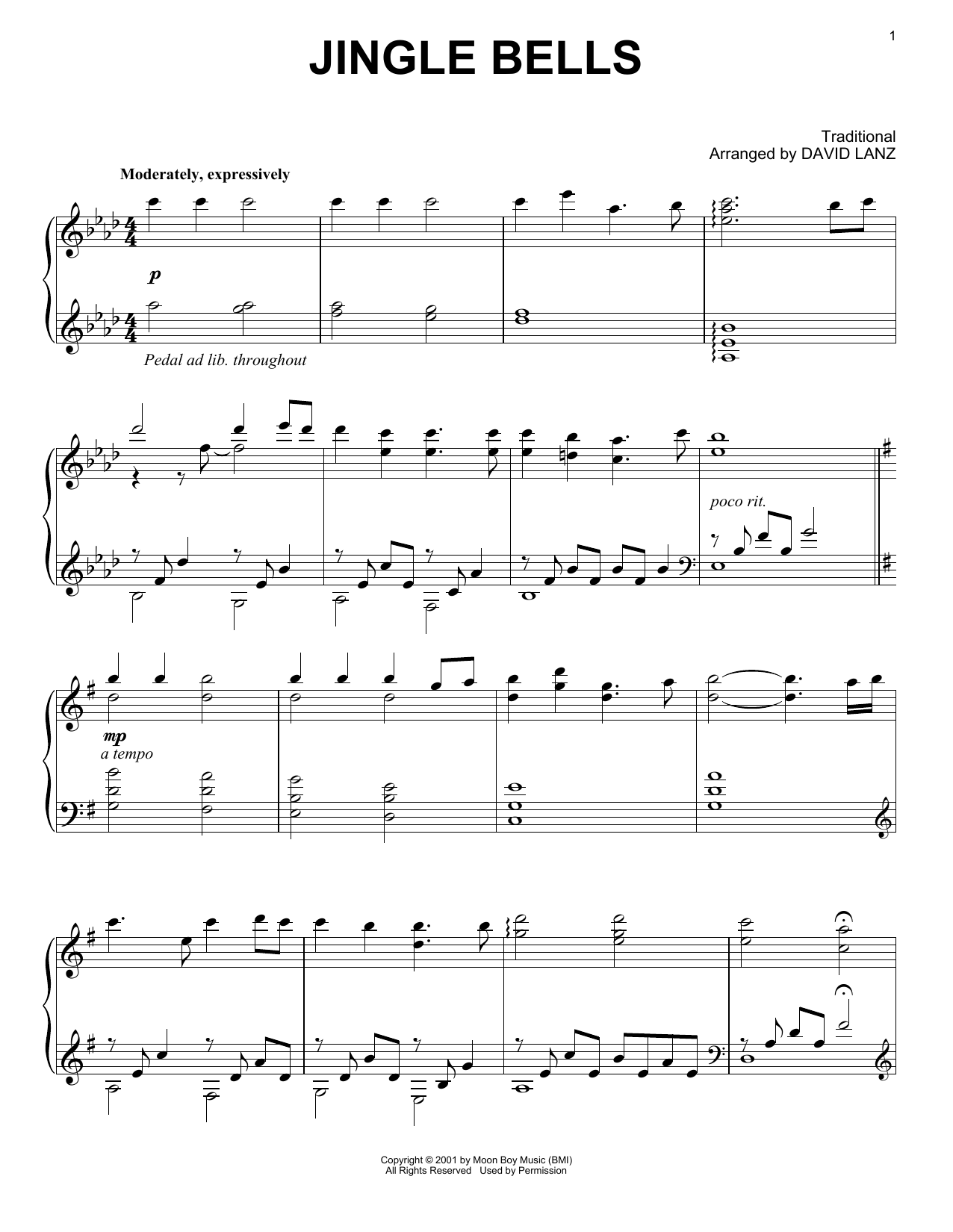 Download David Lanz Jingle Bells Sheet Music and learn how to play Piano Solo PDF digital score in minutes