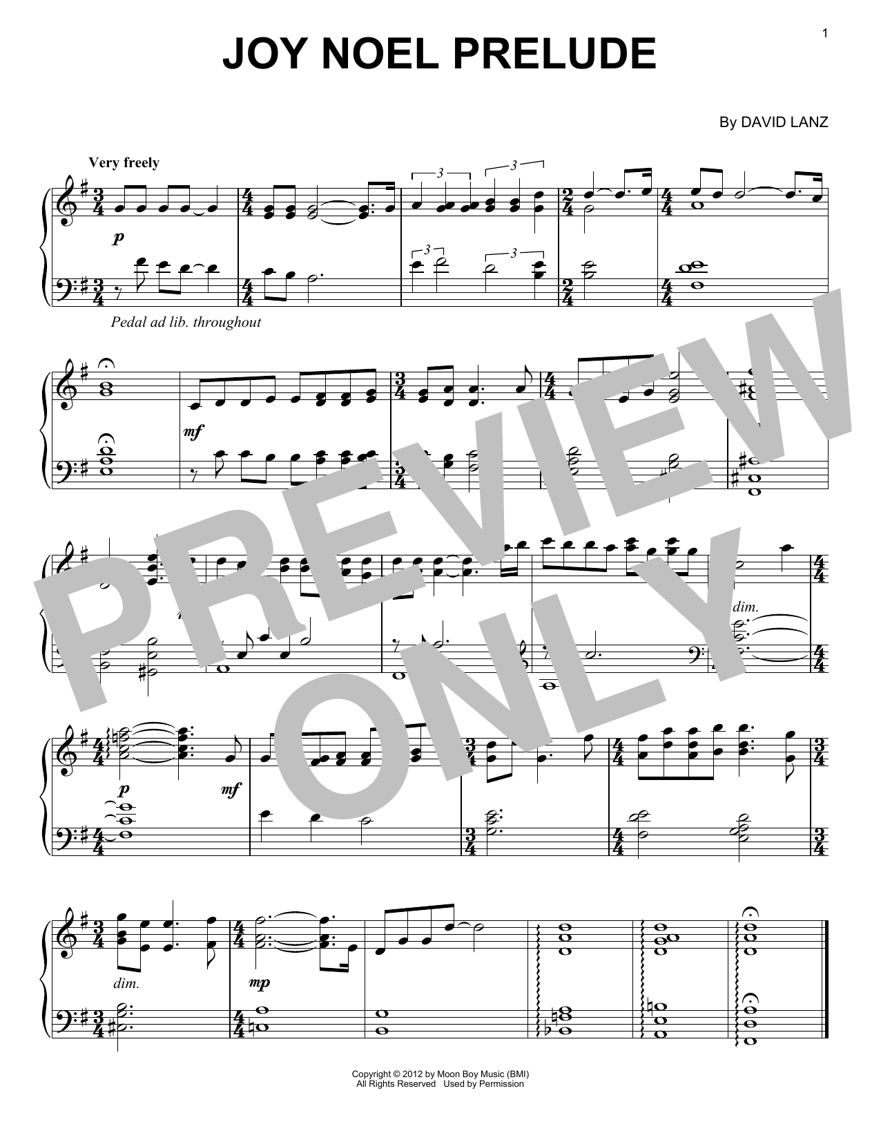 Download David Lanz Joy Noel Prelude Sheet Music and learn how to play Piano Solo PDF digital score in minutes