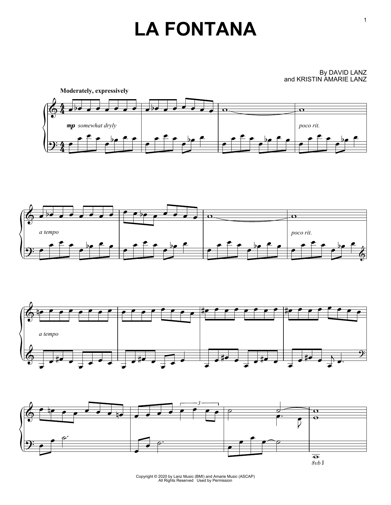 Download David Lanz La Fontana Sheet Music and learn how to play Piano Solo PDF digital score in minutes