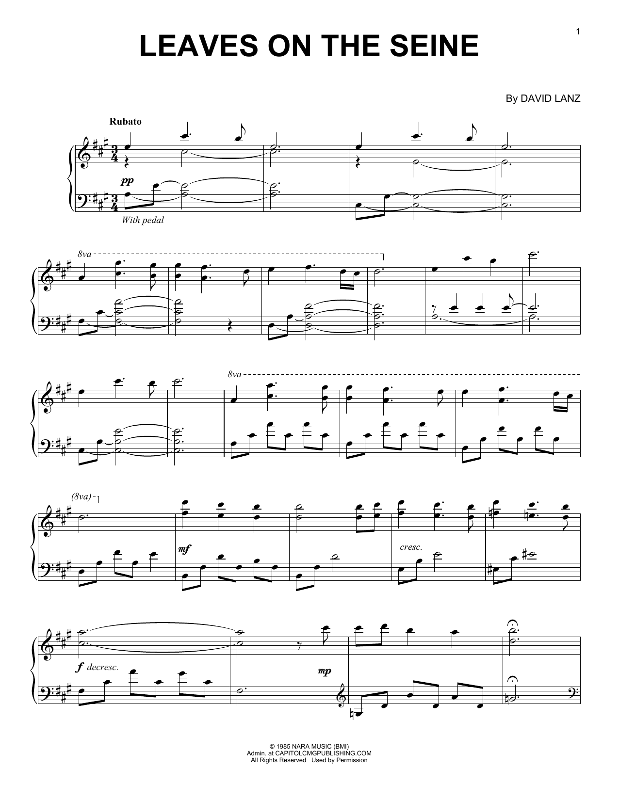 Download David Lanz Leaves On The Seine Sheet Music and learn how to play Easy Piano PDF digital score in minutes