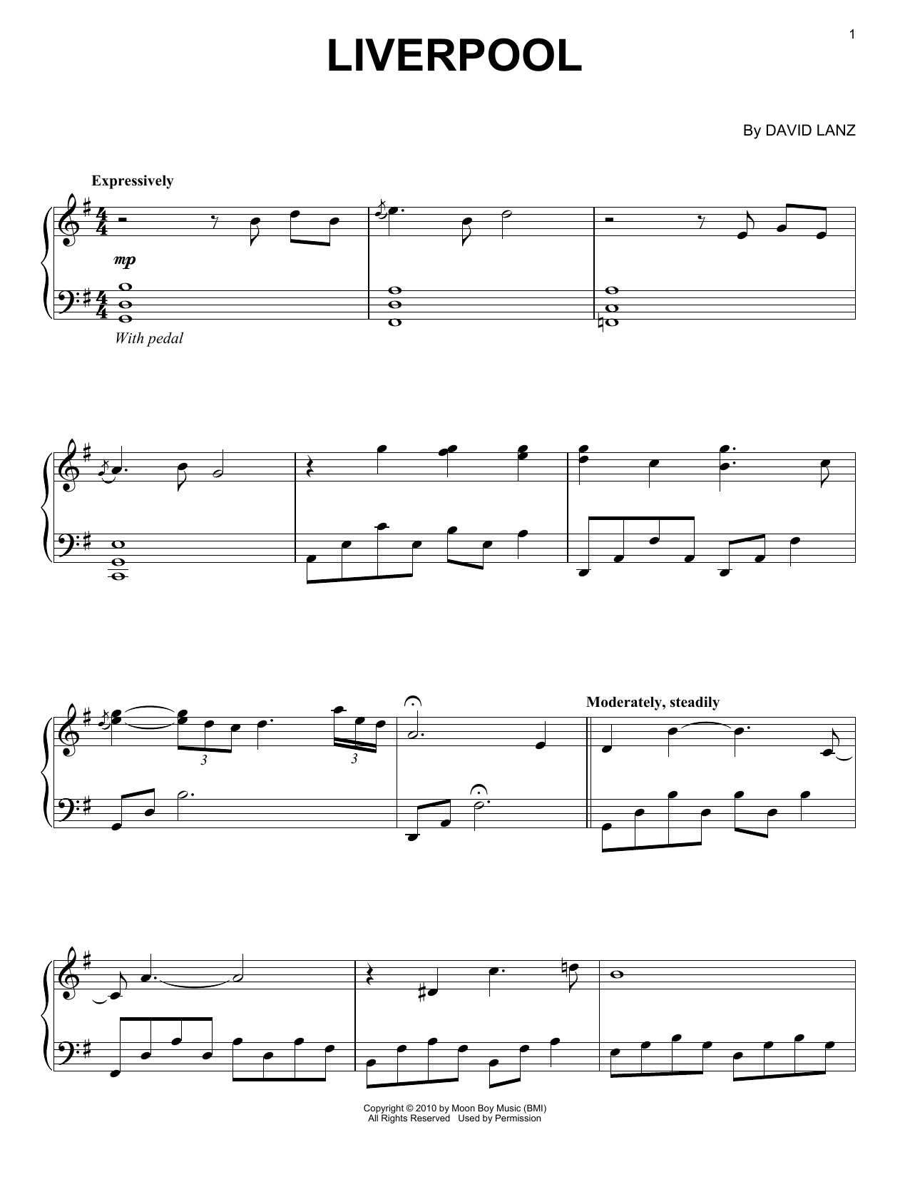 Download David Lanz Liverpool (feat. Walter Gray & Gary Lanz) Sheet Music and learn how to play Piano Solo PDF digital score in minutes