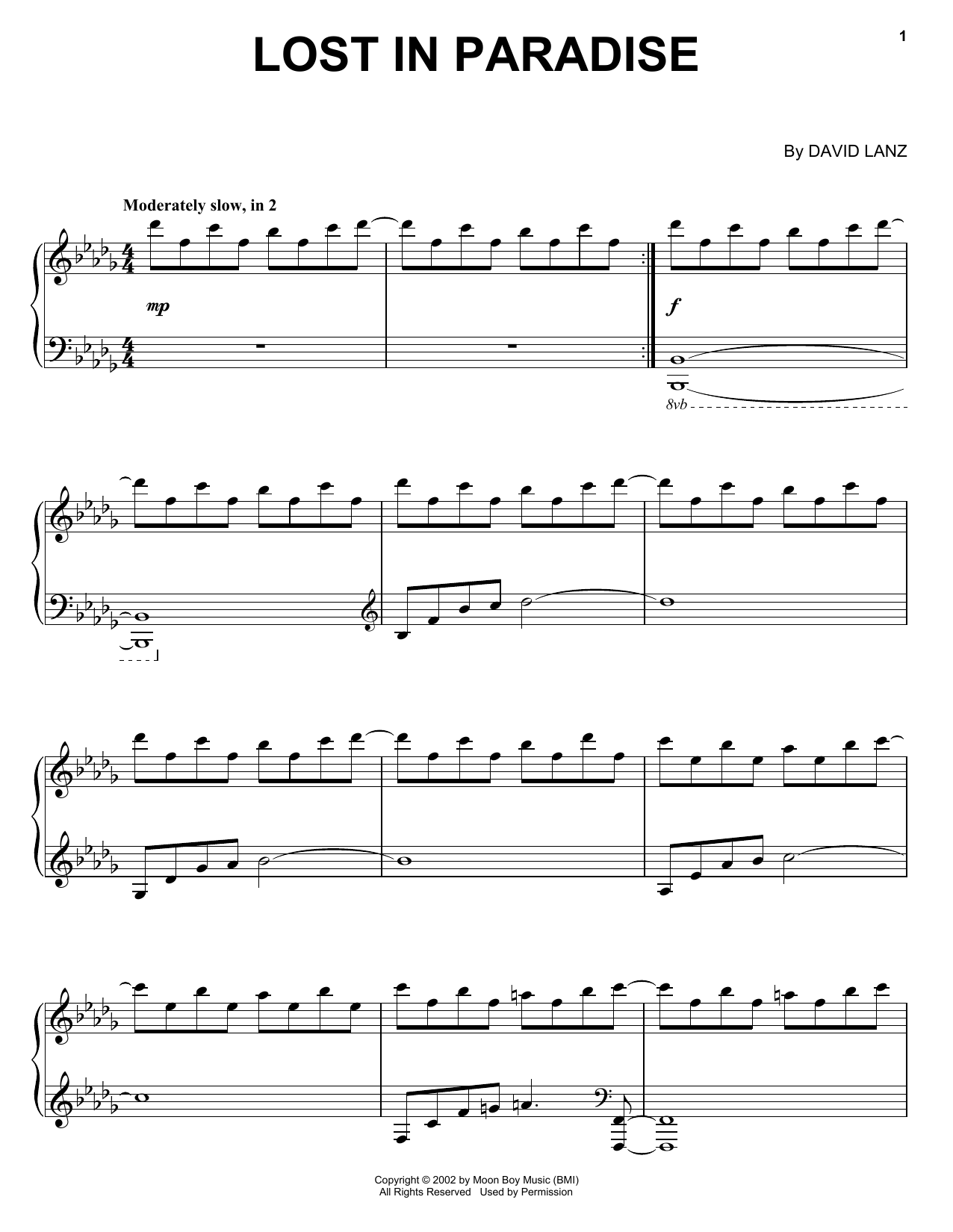 Download David Lanz Lost In Paradise Sheet Music and learn how to play Piano Solo PDF digital score in minutes