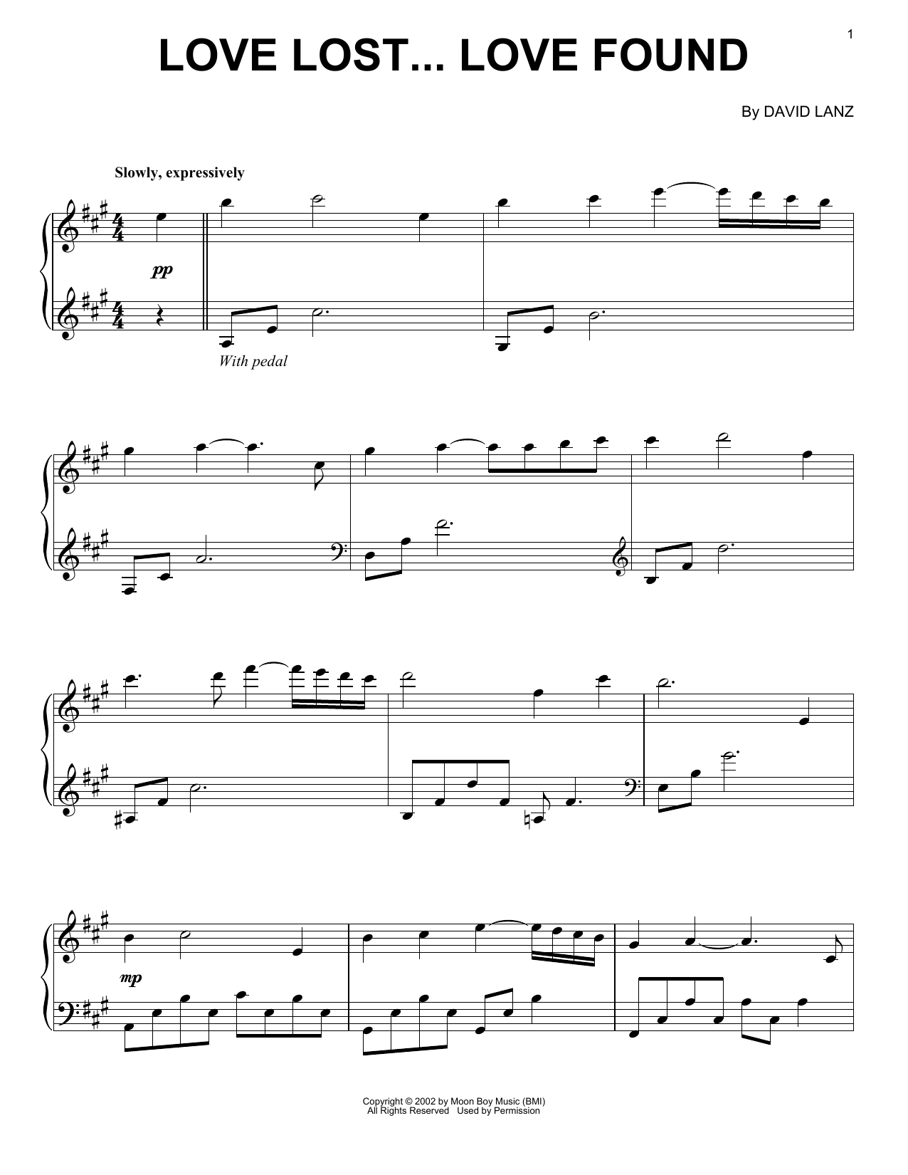 Download David Lanz Love Lost... Love Found Sheet Music and learn how to play Piano Solo PDF digital score in minutes