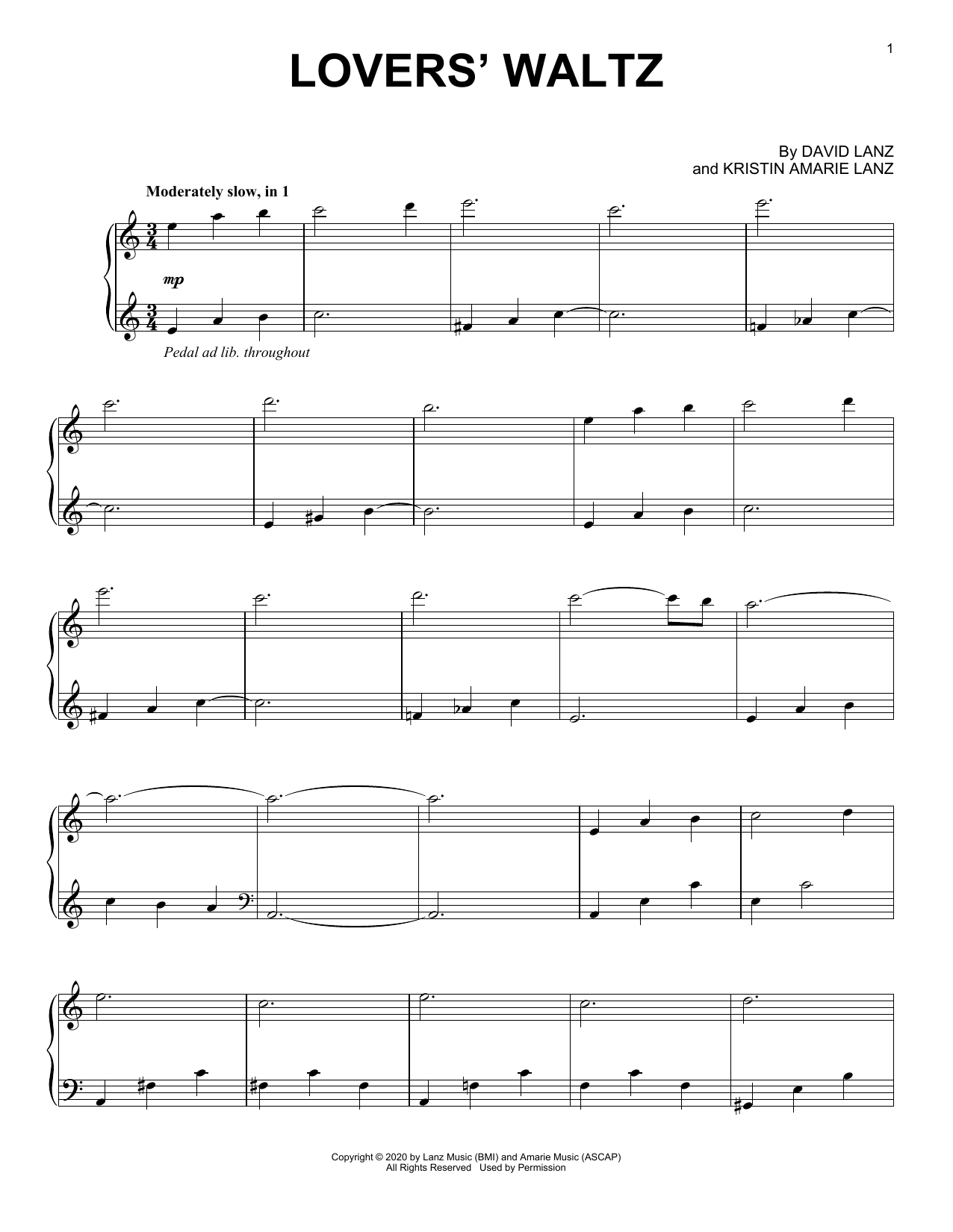 Download David Lanz Lovers' Waltz Sheet Music and learn how to play Piano Solo PDF digital score in minutes