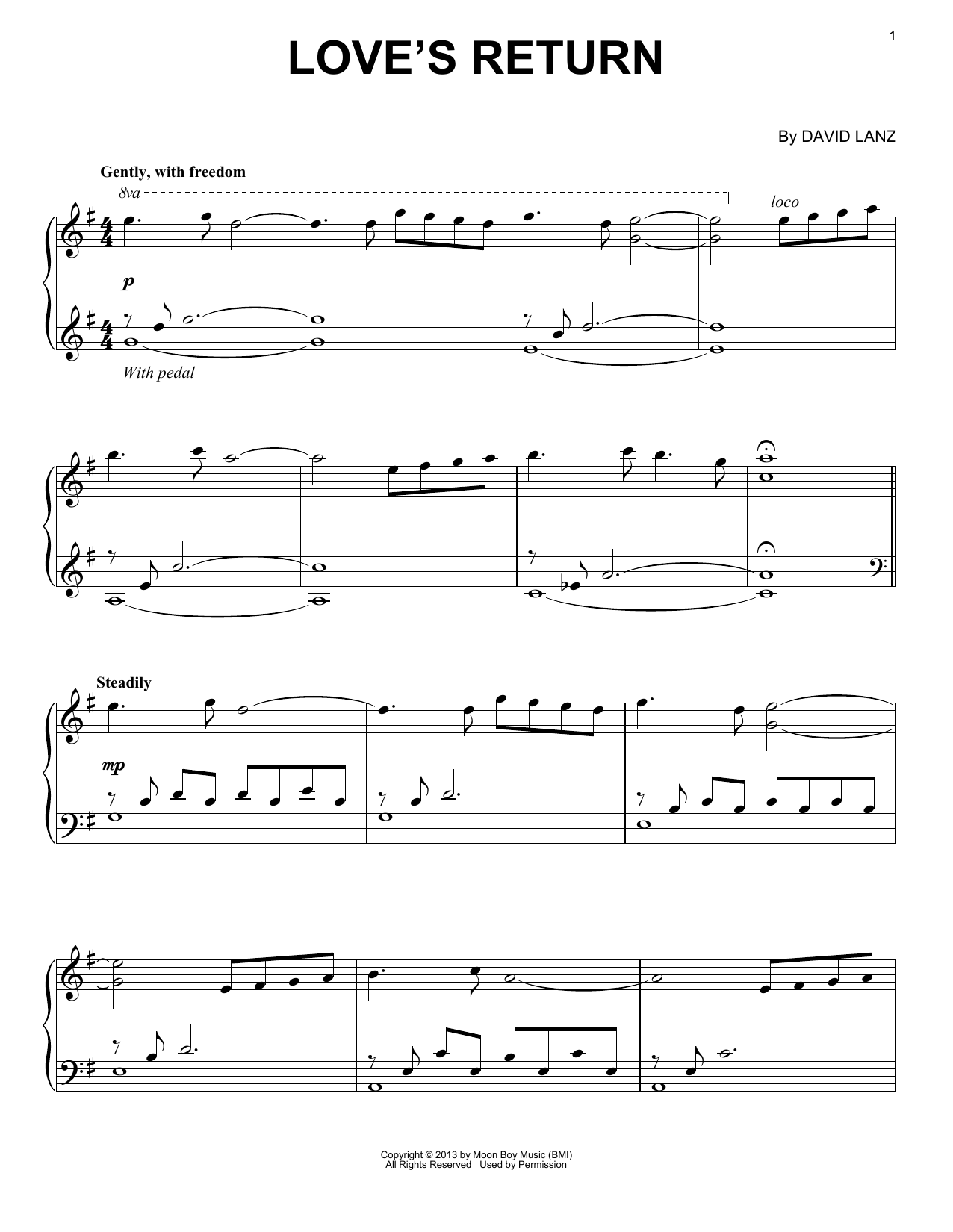 Download David Lanz Love's Return Sheet Music and learn how to play Piano Solo PDF digital score in minutes