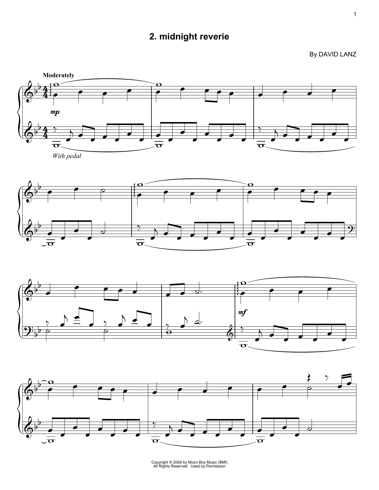 Download David Lanz Midnight Reverie Sheet Music and learn how to play Piano Solo PDF digital score in minutes