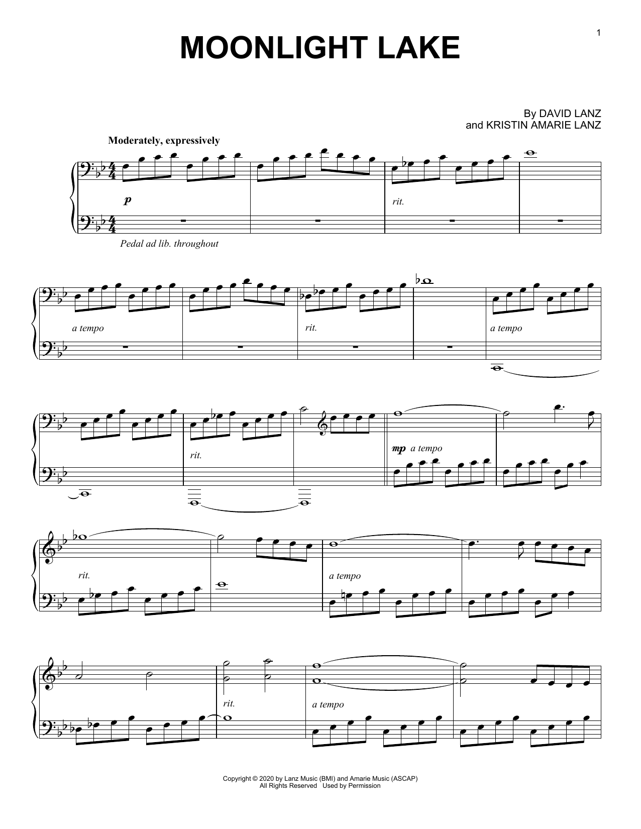 Download David Lanz Moonlight Lake Sheet Music and learn how to play Piano Solo PDF digital score in minutes