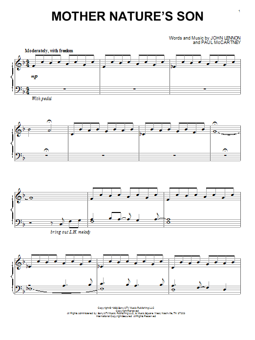 Download The Beatles Mother Nature's Son Sheet Music and learn how to play Piano PDF digital score in minutes