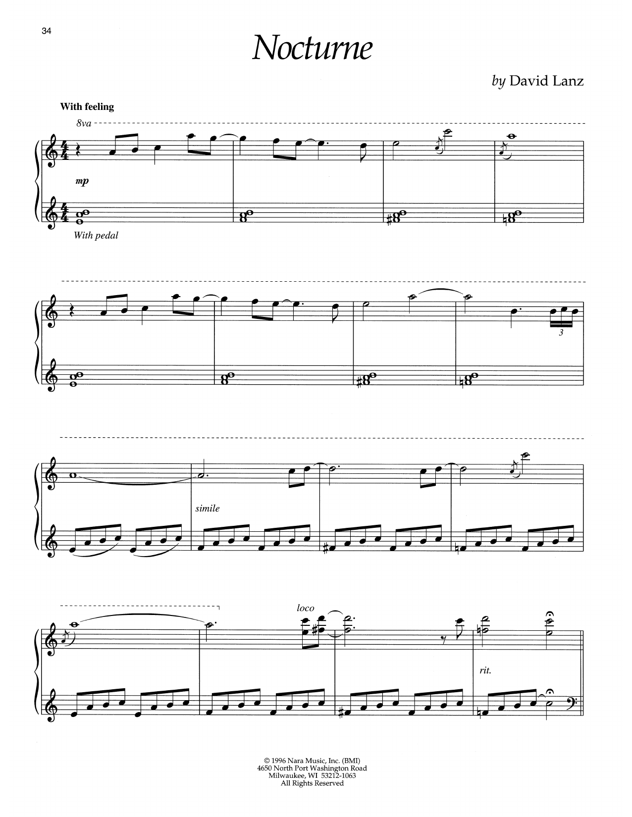 Download David Lanz Nocturne Sheet Music and learn how to play Piano Solo PDF digital score in minutes
