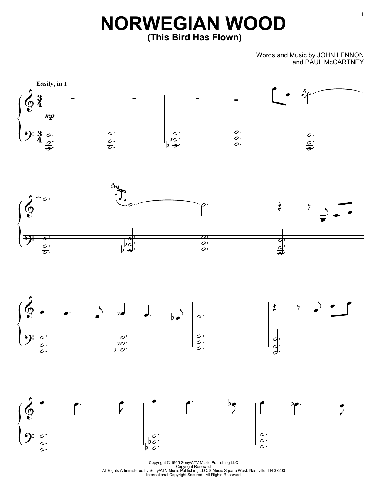 Download David Lanz Norwegian Wood (This Bird Has Flown) Sheet Music and learn how to play Piano PDF digital score in minutes