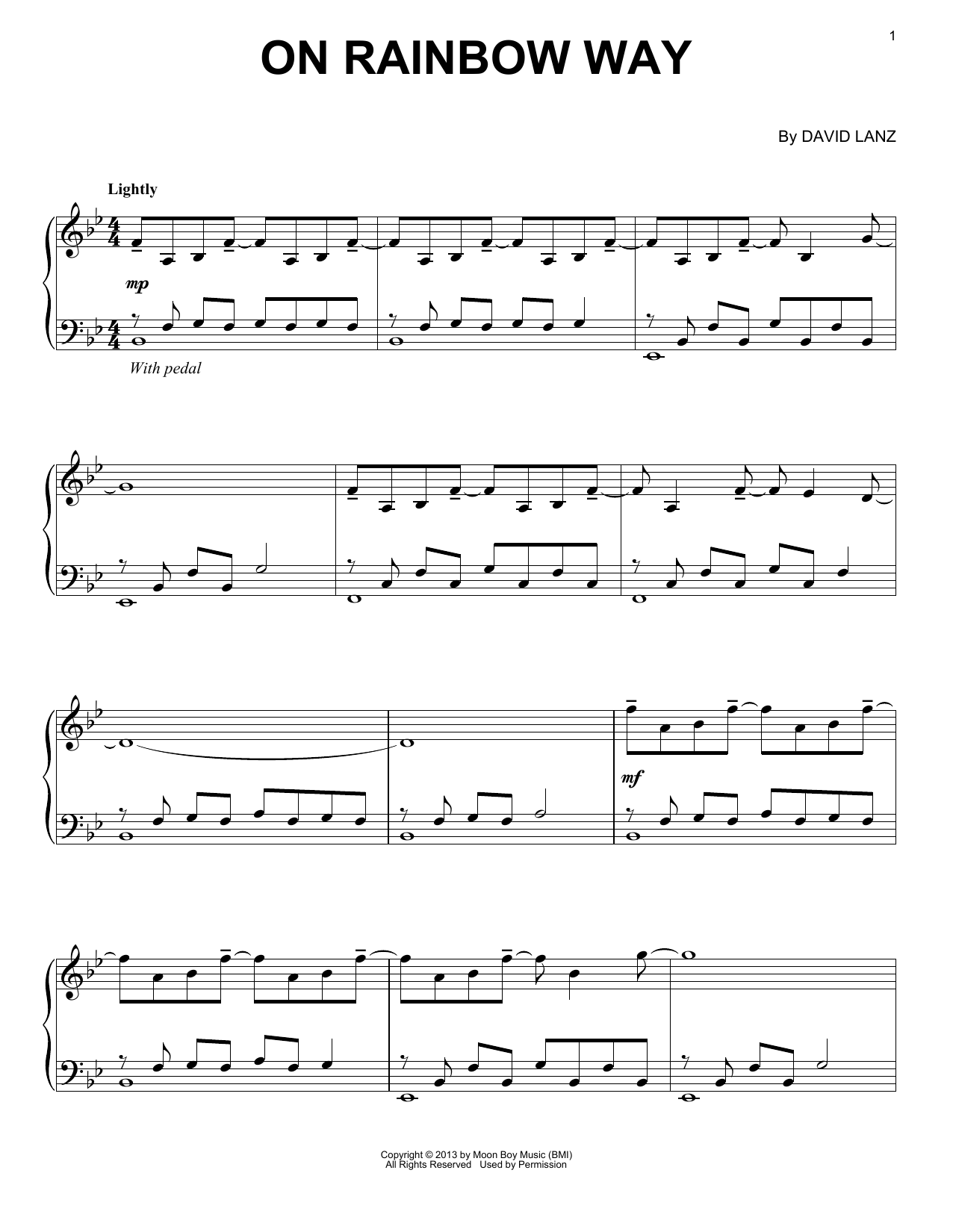 Download David Lanz On Rainbow Way Sheet Music and learn how to play Piano Solo PDF digital score in minutes