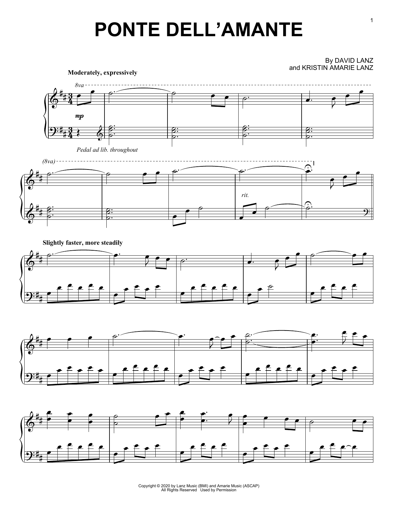 Download David Lanz Ponte Dell'amante Sheet Music and learn how to play Piano Solo PDF digital score in minutes