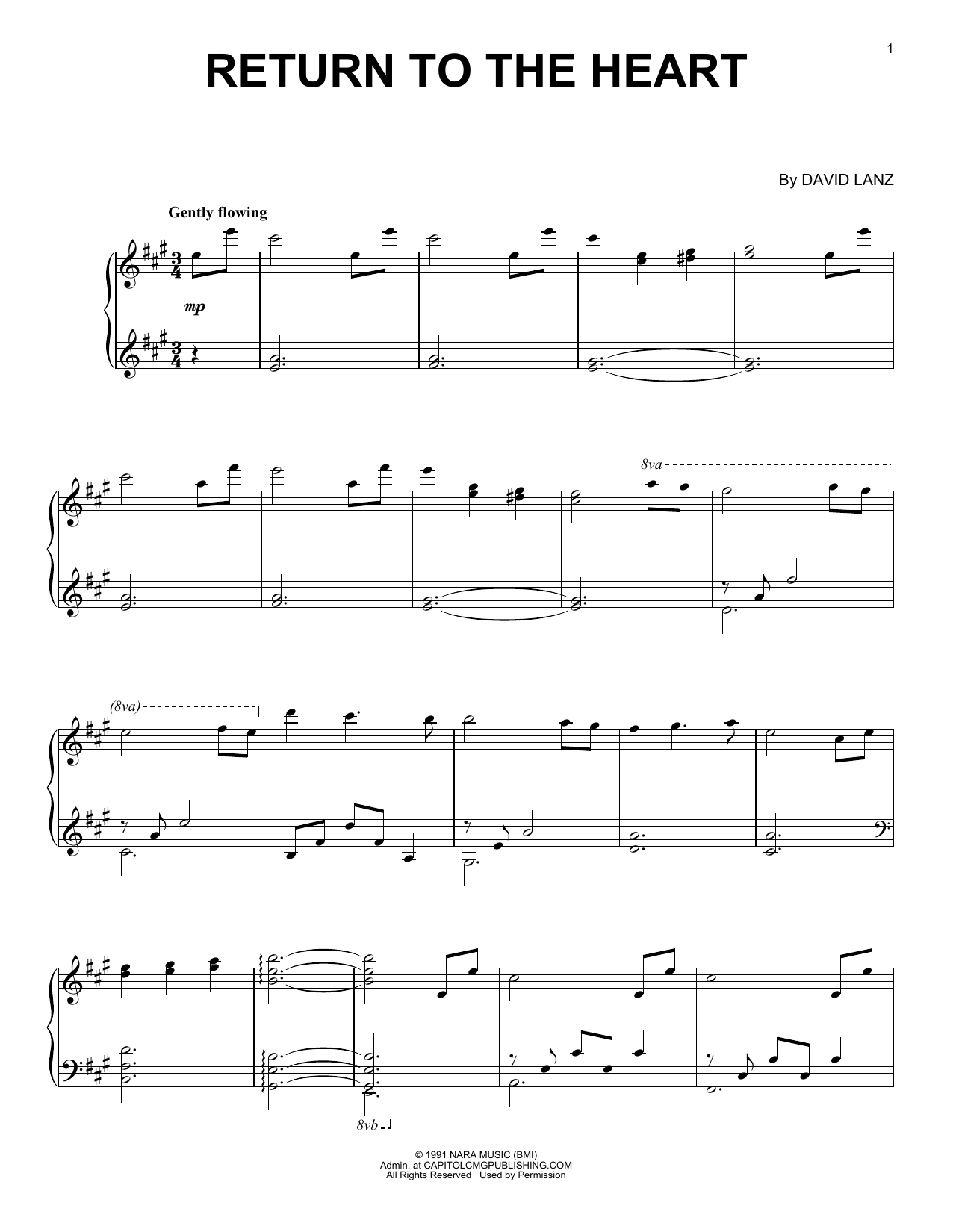 Download David Lanz Return To The Heart Sheet Music and learn how to play Easy Piano PDF digital score in minutes