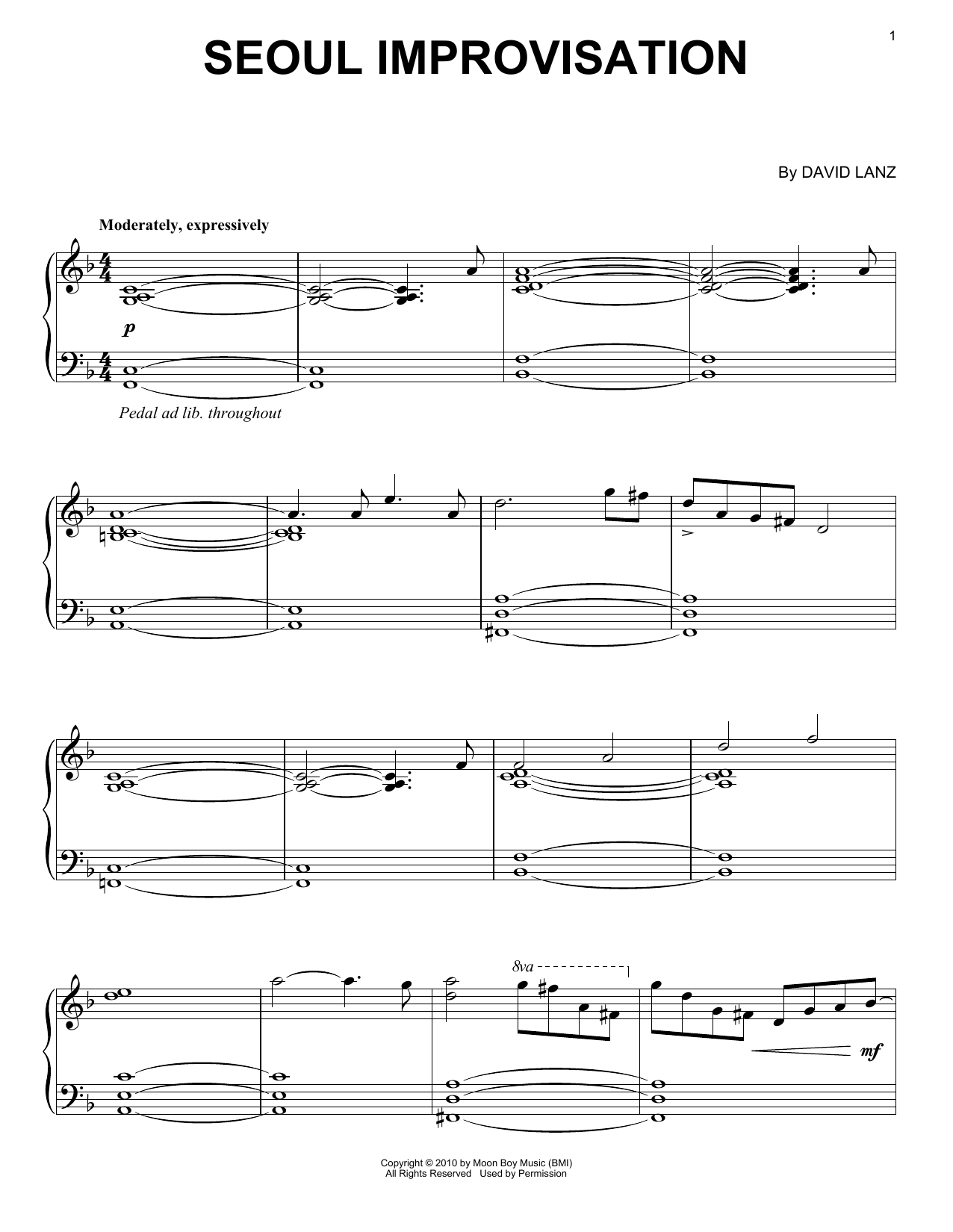 Download David Lanz Seoul Improvisation Sheet Music and learn how to play Piano Solo PDF digital score in minutes