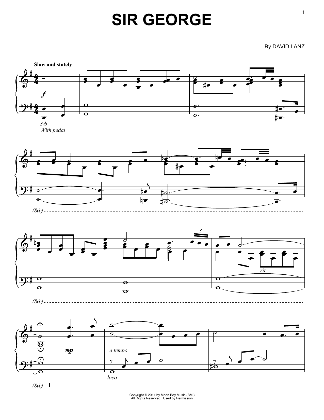 Download David Lanz Sir George Sheet Music and learn how to play Piano Solo PDF digital score in minutes