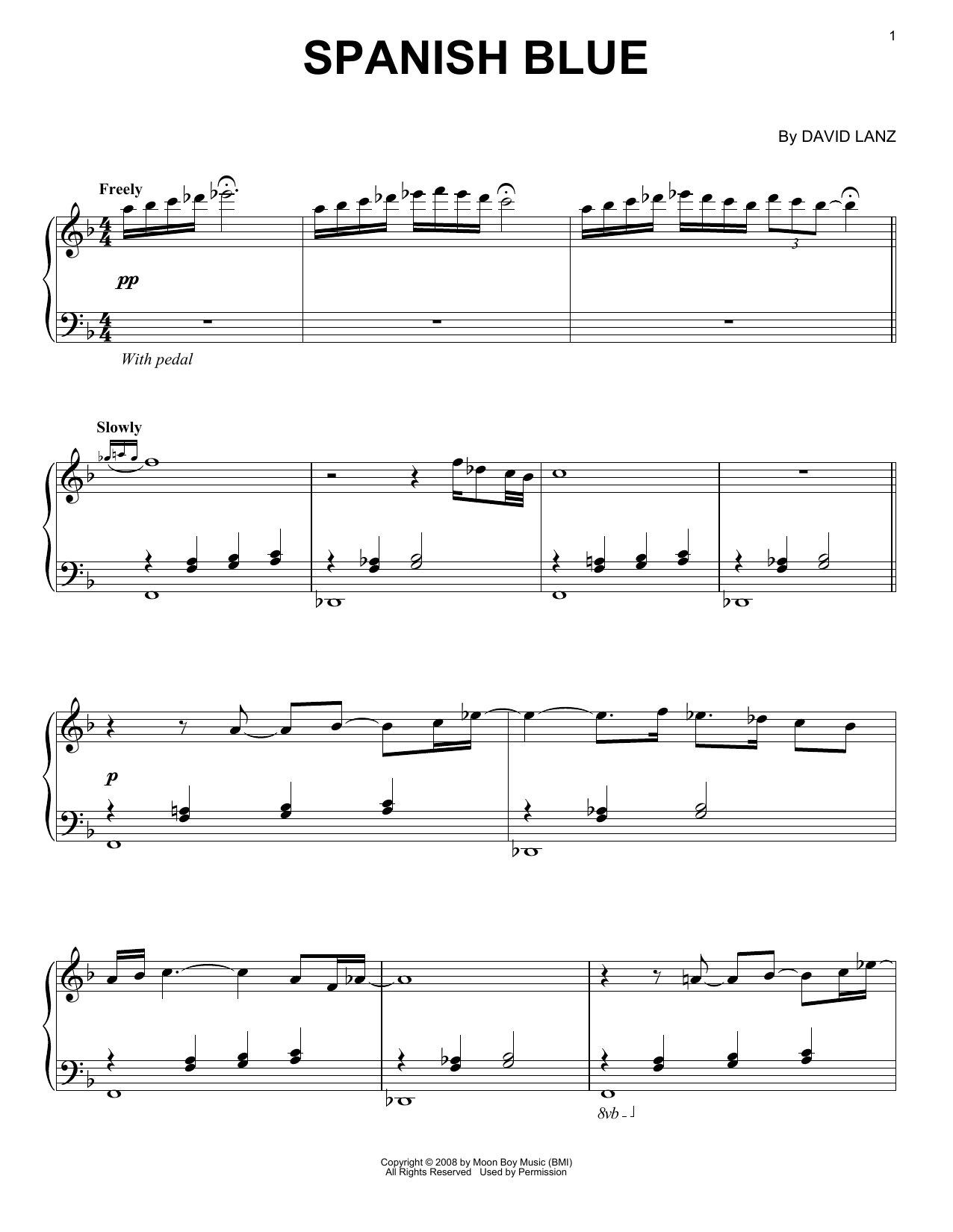 Download David Lanz Spanish Blue Sheet Music and learn how to play Piano Solo PDF digital score in minutes
