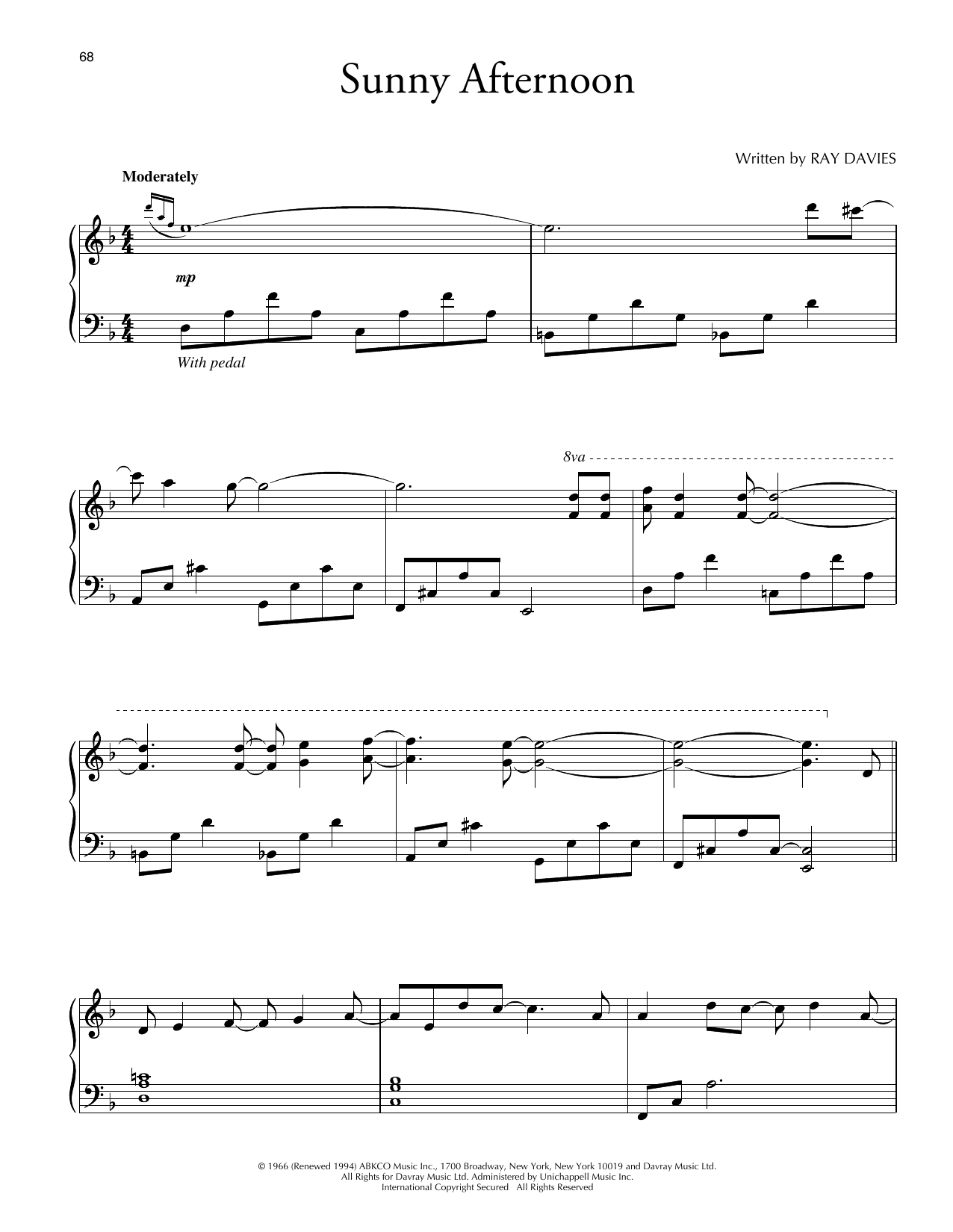 Download David Lanz Sunny Afternoon Sheet Music and learn how to play Piano Solo PDF digital score in minutes